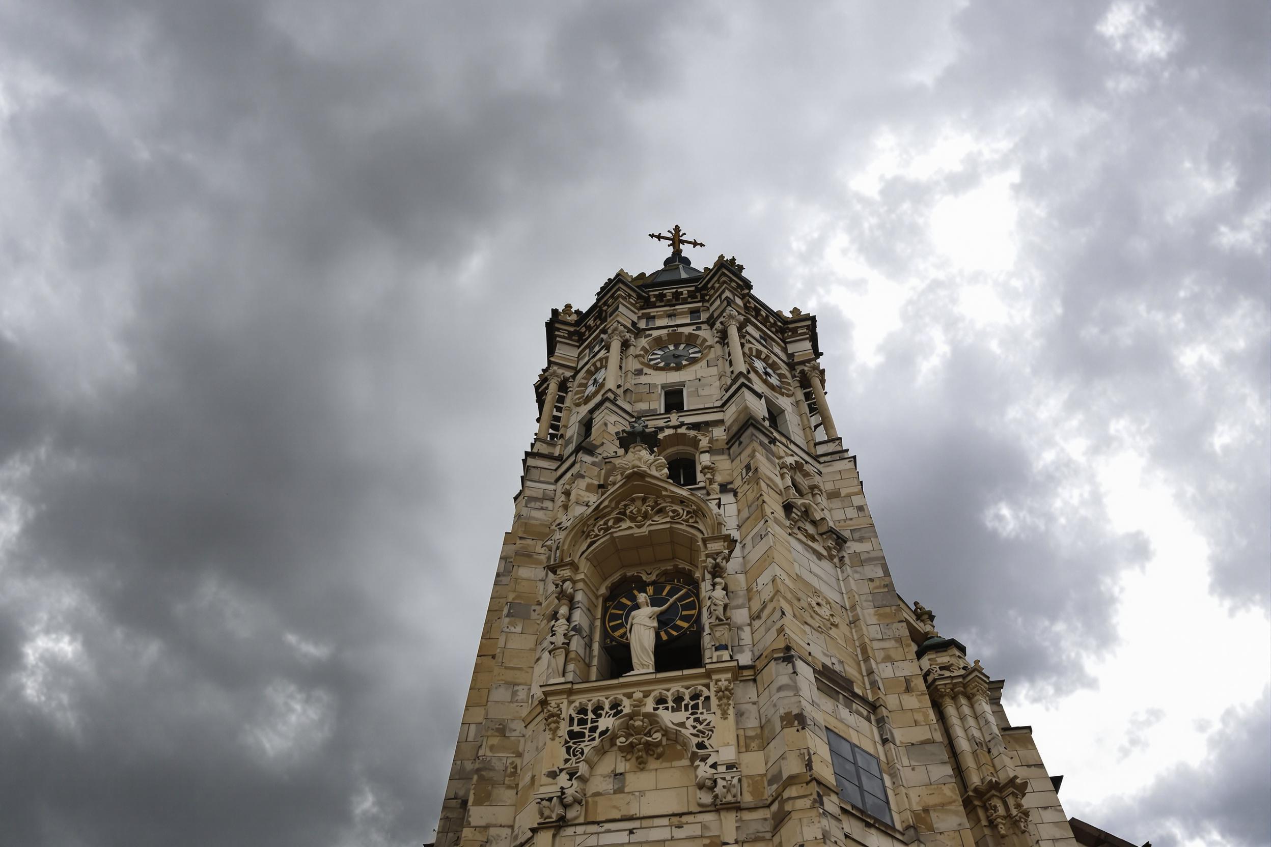 Historic Clock Tower Under Stormy Skies