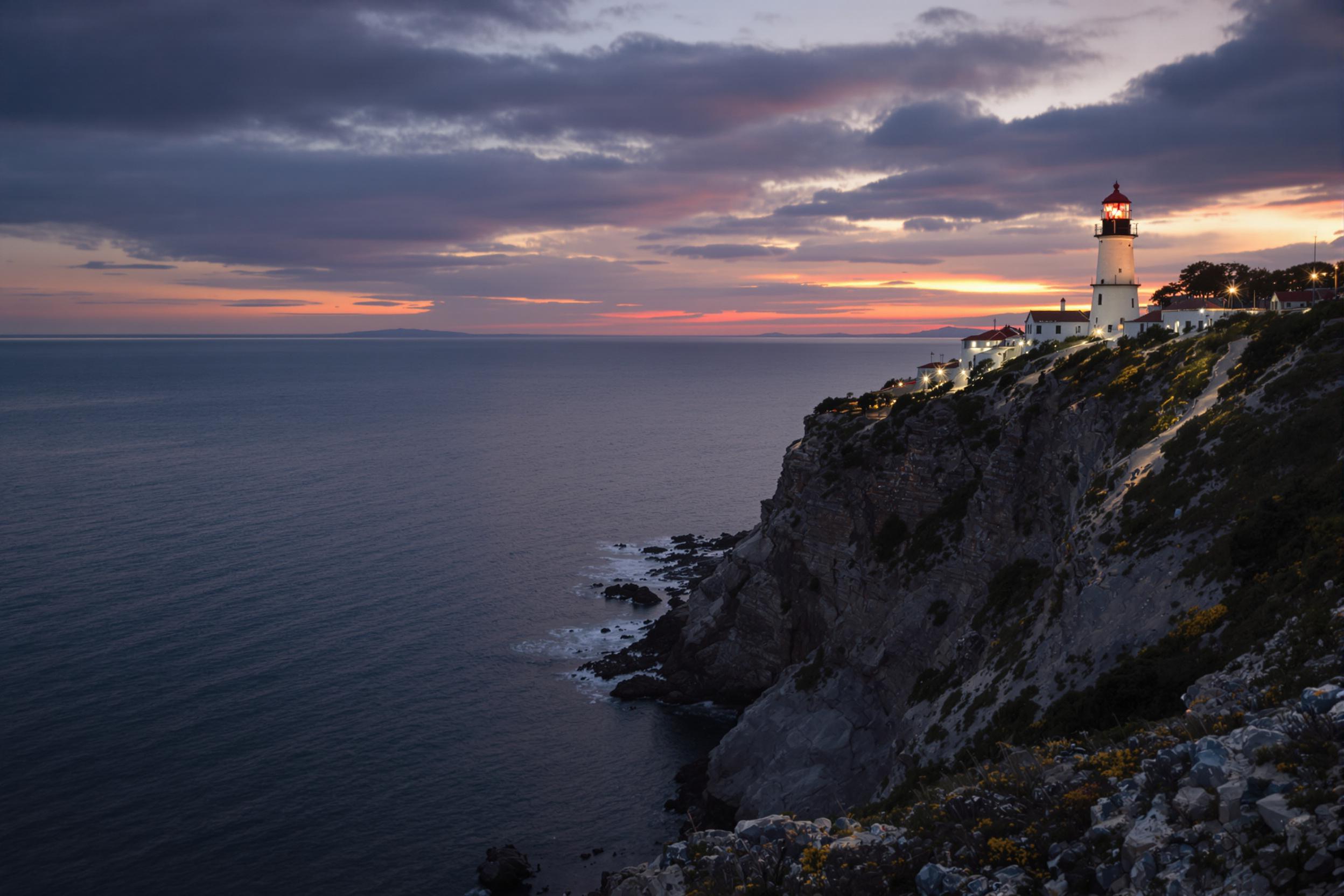 Twilight Lighthouse Cliff View