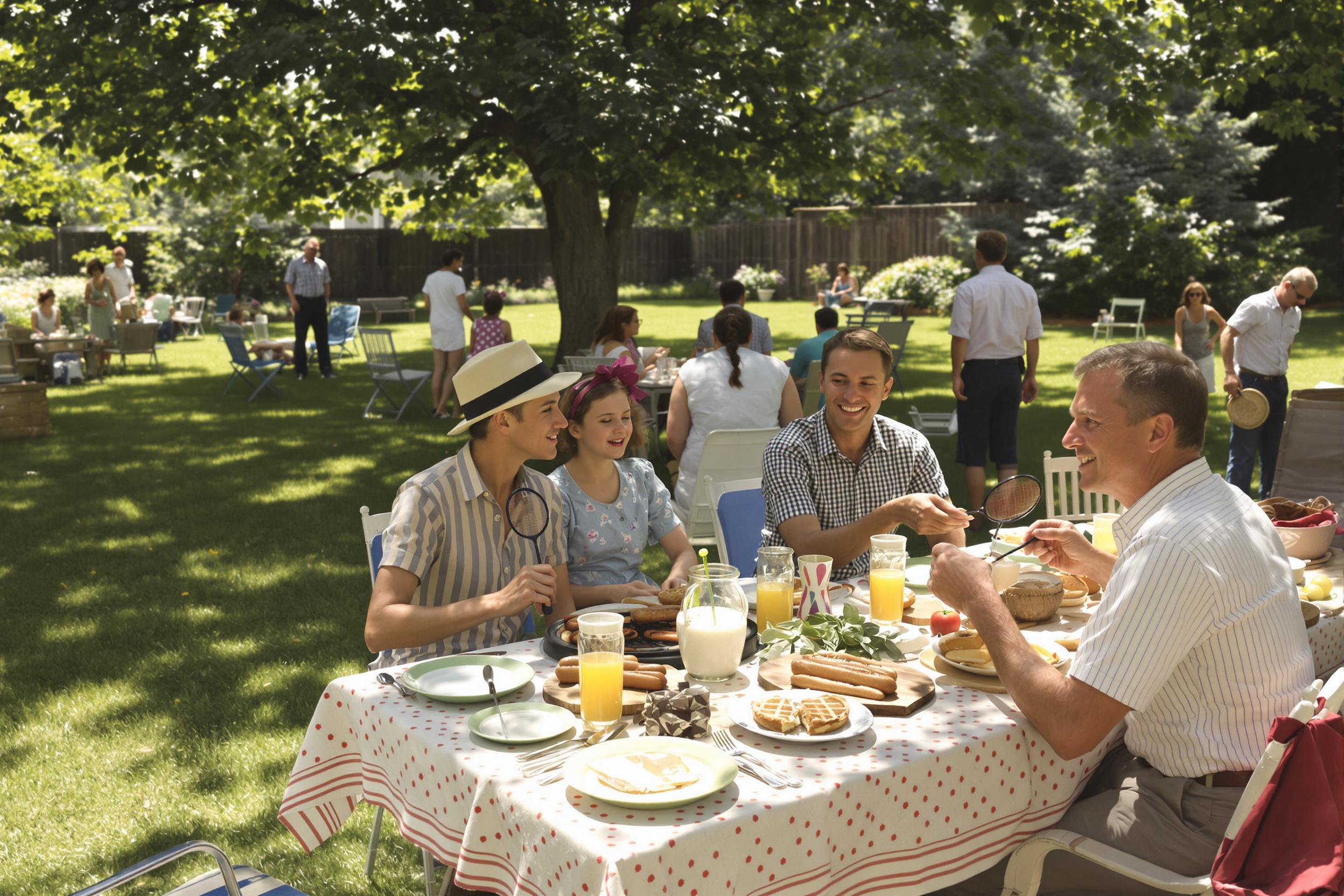Late-1940s Backyard Barbecue Gathering