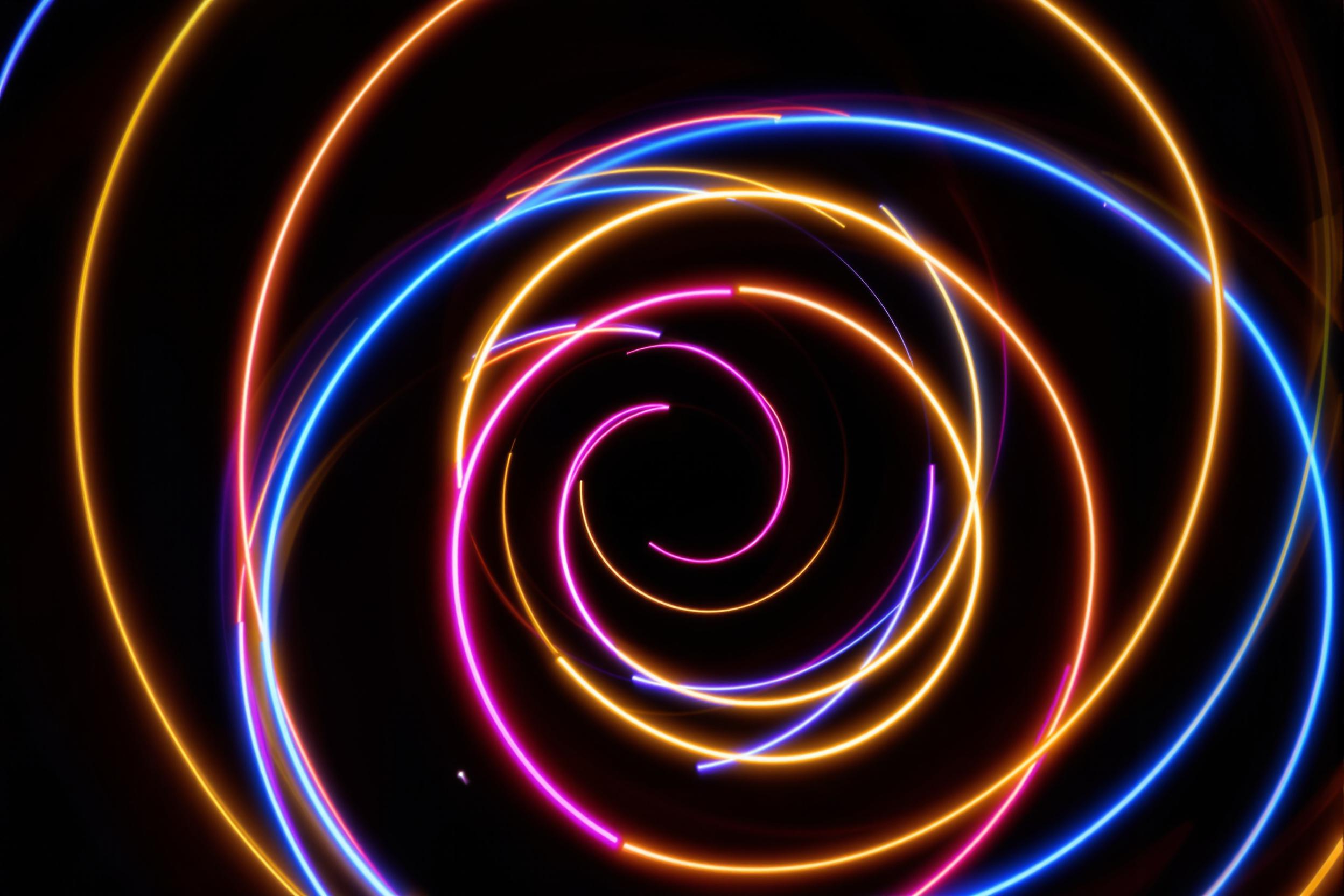 Hypnotic Neon Light Spirals