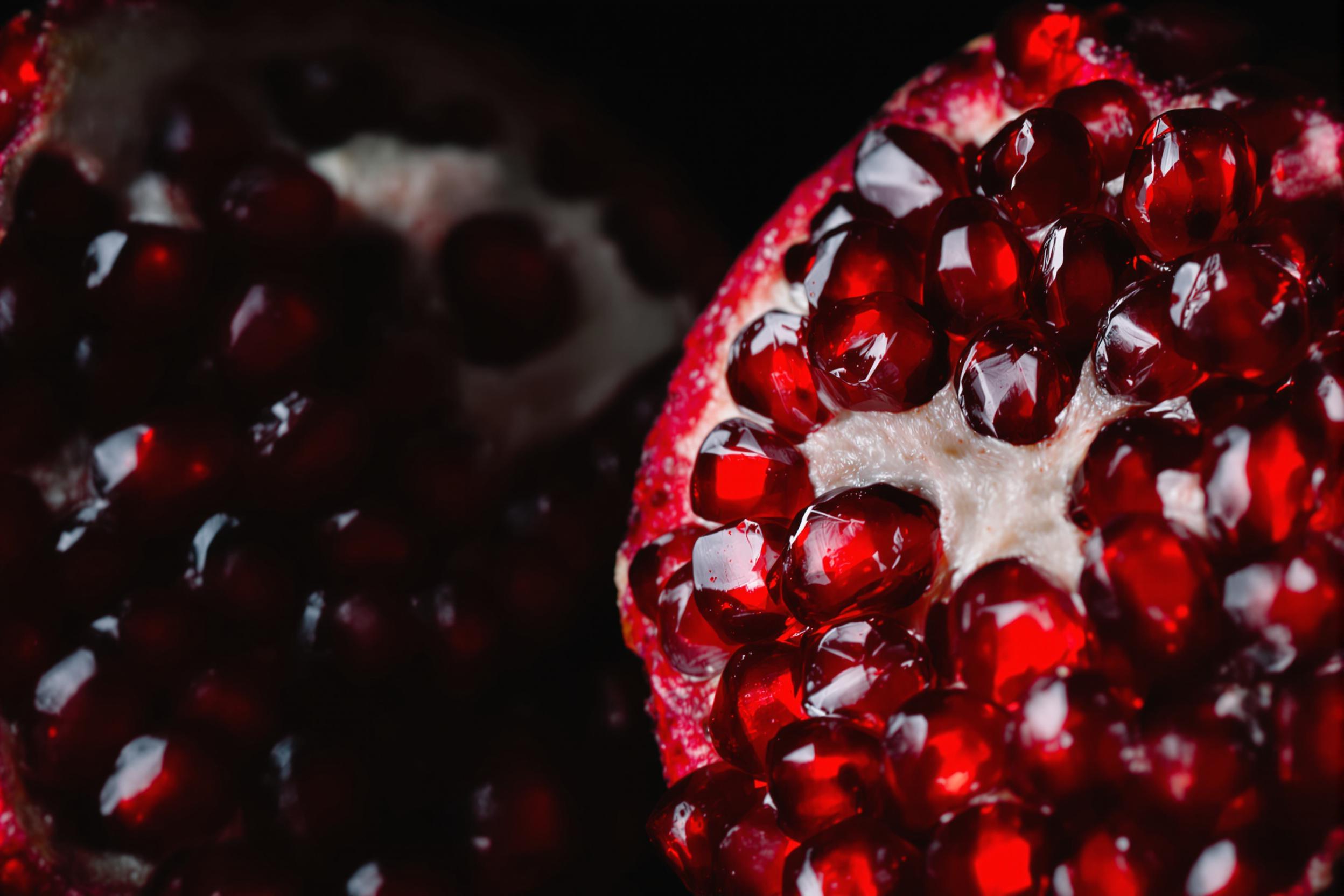 Macro-Close Up of Modern Luminous Pomegranate