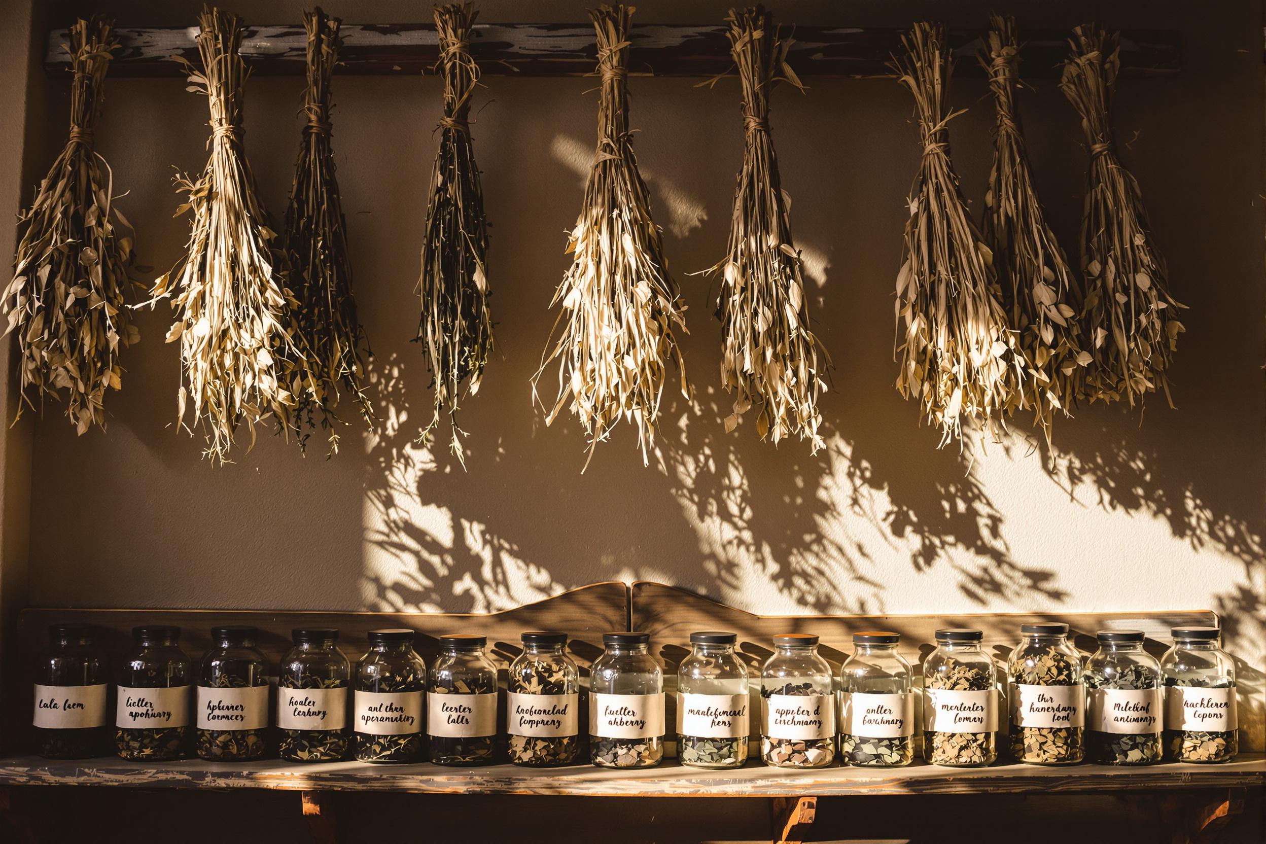 Rustic Medieval Apothecary with Glass Jars