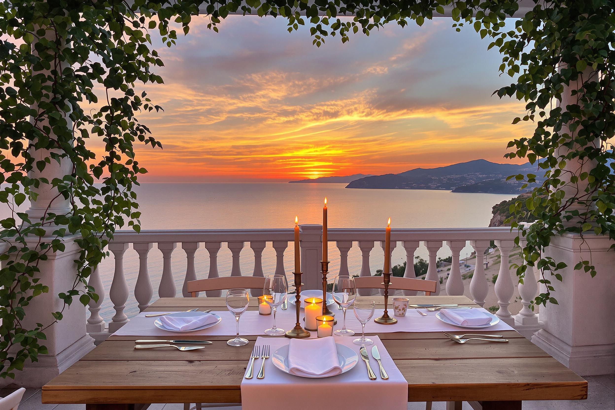 Alfresco Dinner Overlooking Mediterranean Coast