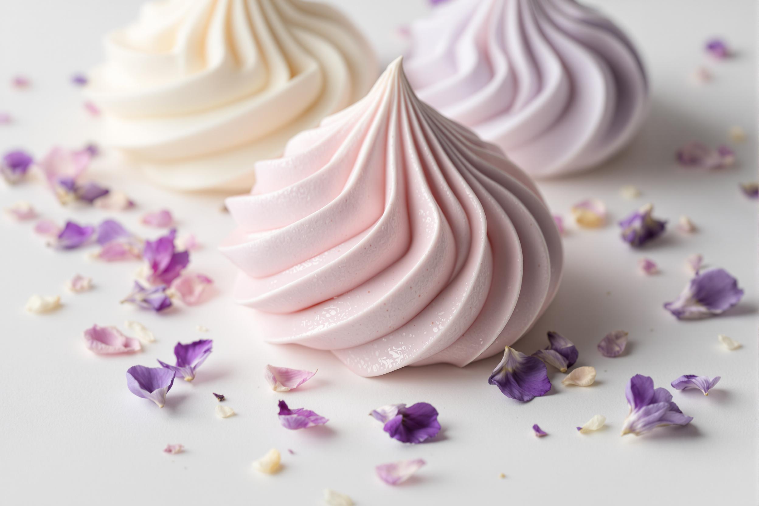 Elegant Macro Meringues with Edible Petals