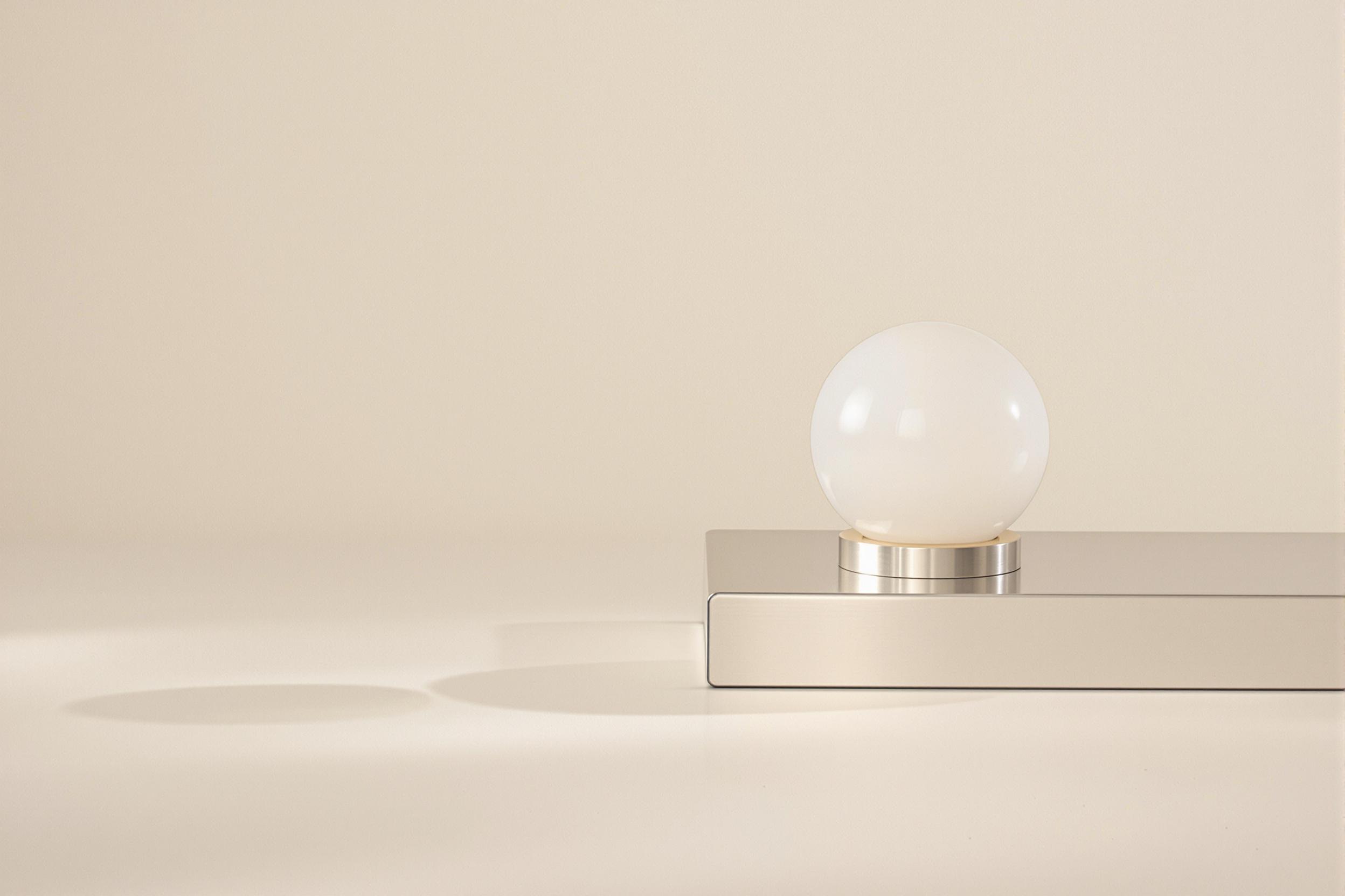 Frosted Glass Sphere on Steel Base