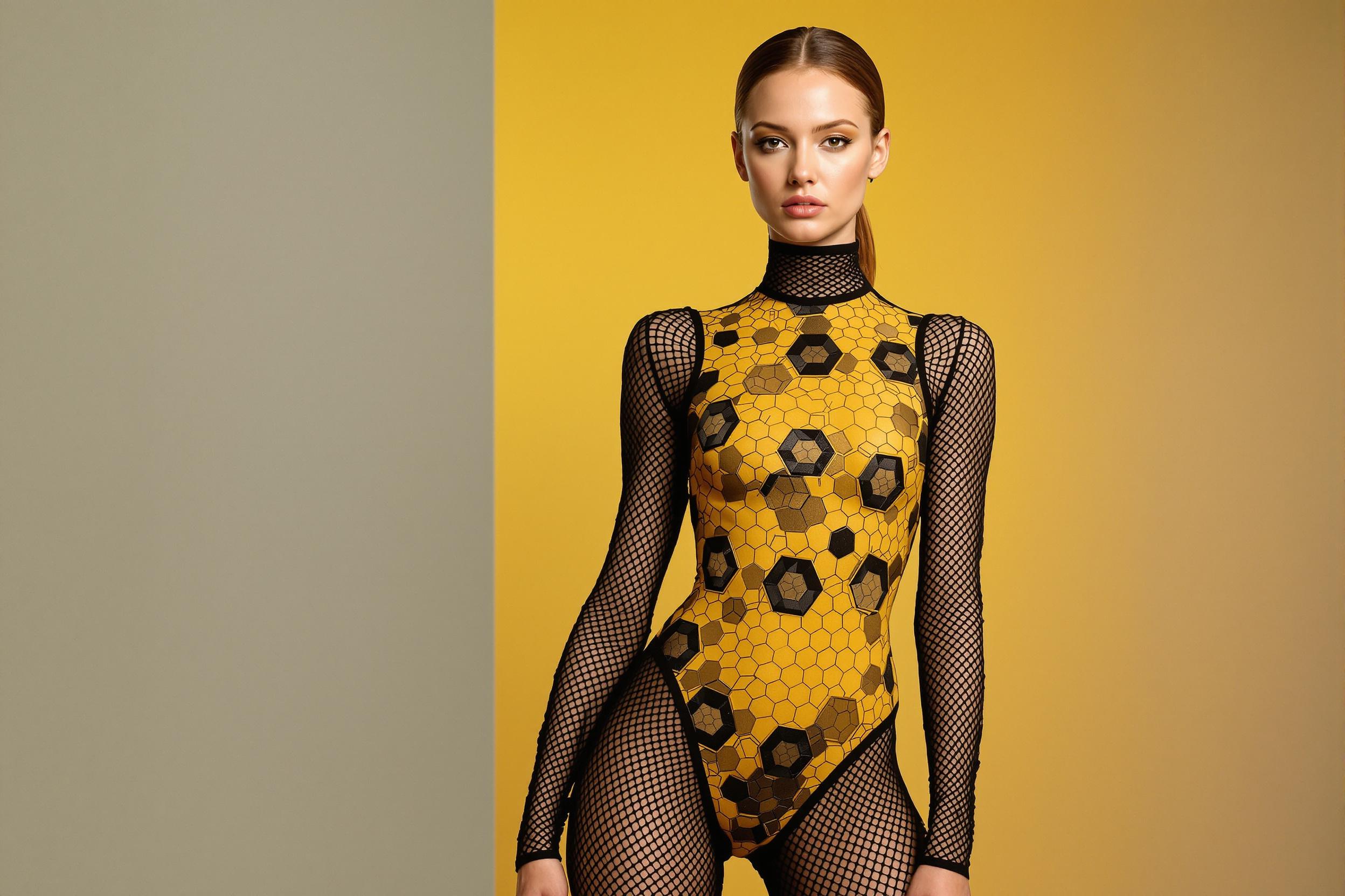 Avant-Garde Honeycomb-Inspired Bodysuit Portrait