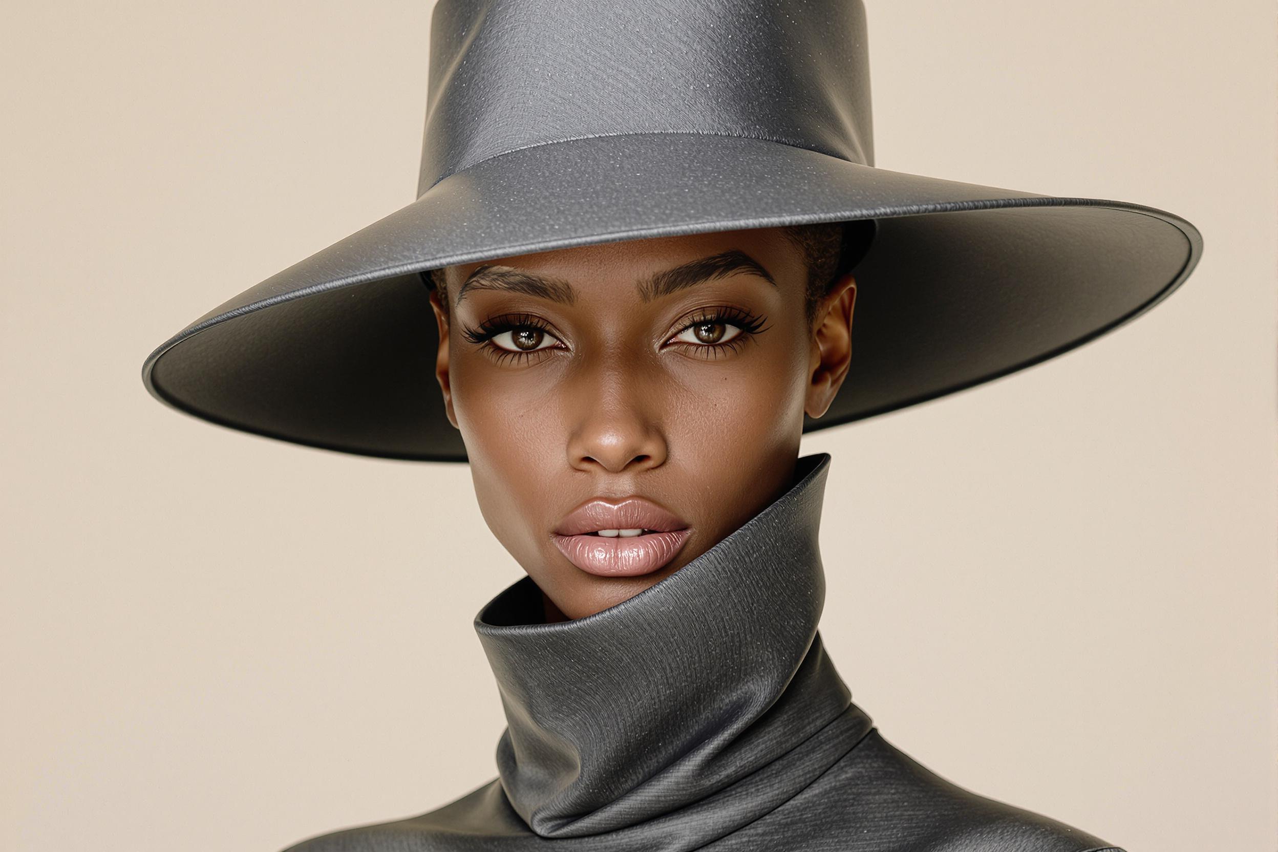 Slate Gray Angular Hat Portrait