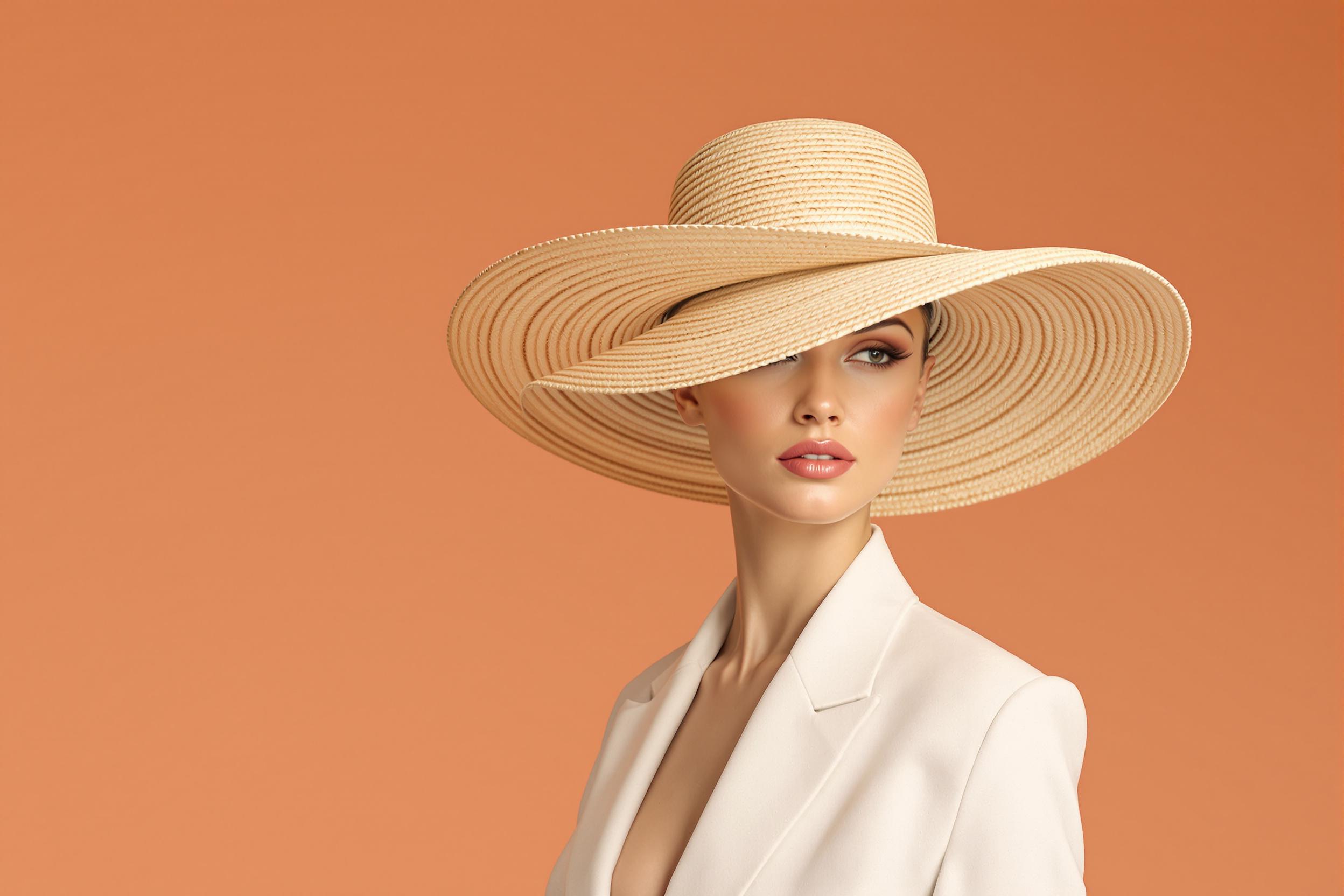 Spiral Shell Minimalist Straw Hat Portrait