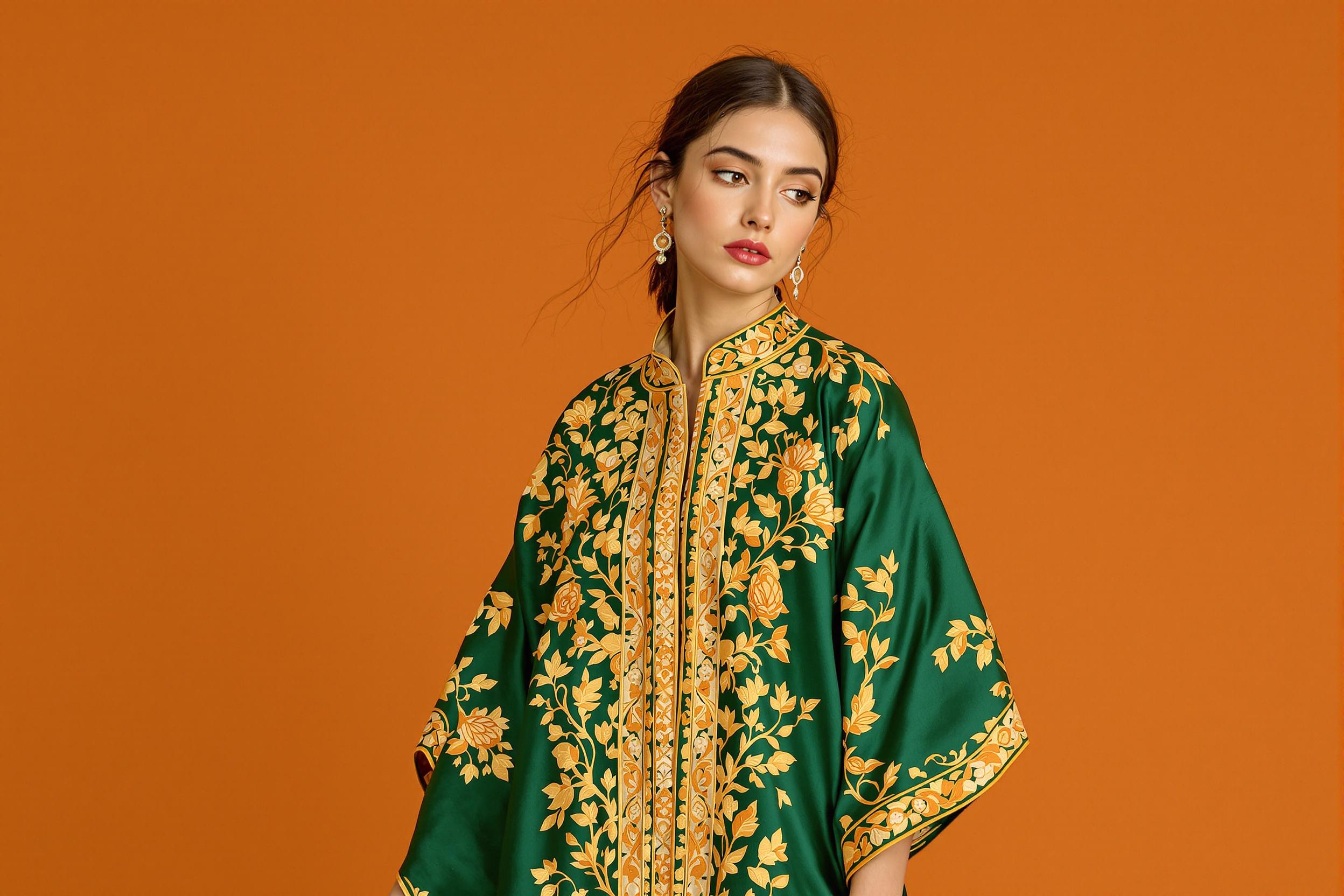 Heritage Elegance: Embroidered Green Tunic Portrait