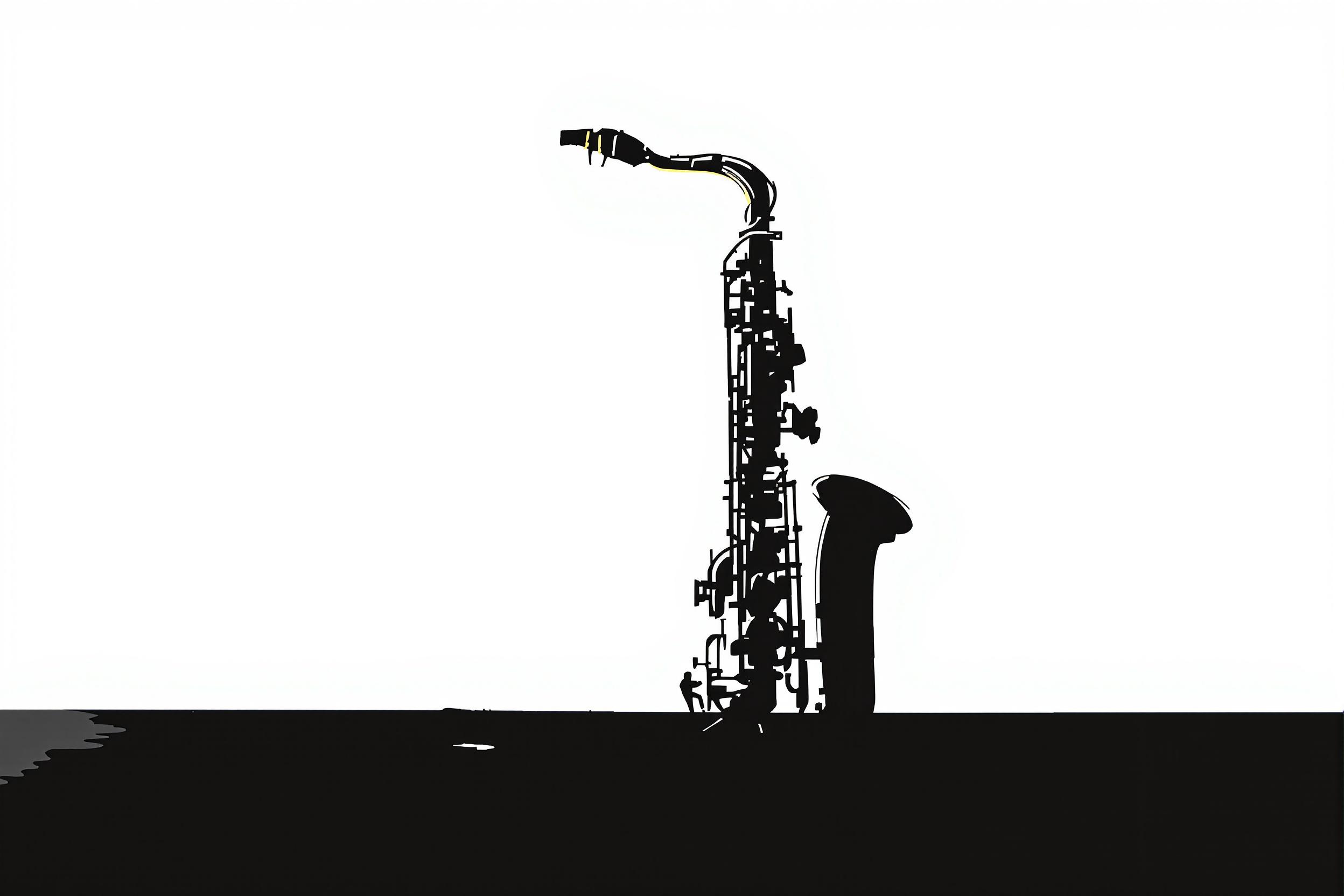 Solitary Saxophone Silhouette: Minimalist Music Portrait