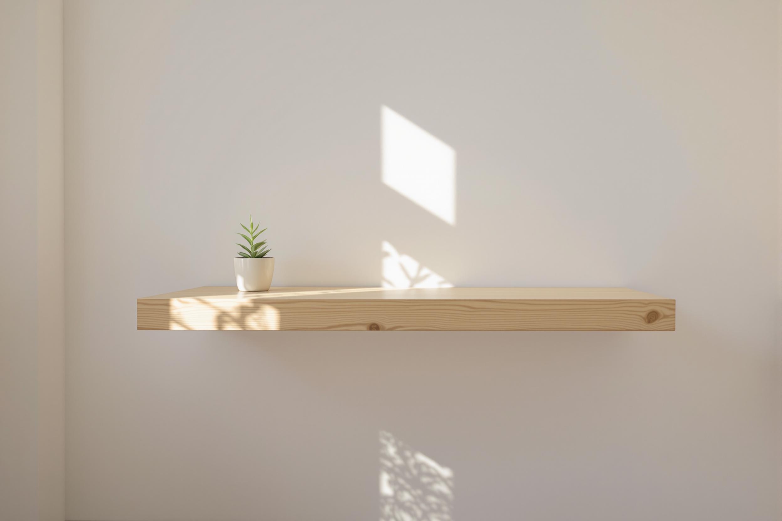 Minimalist Workspace: Floating Desk in Sunlit Corner