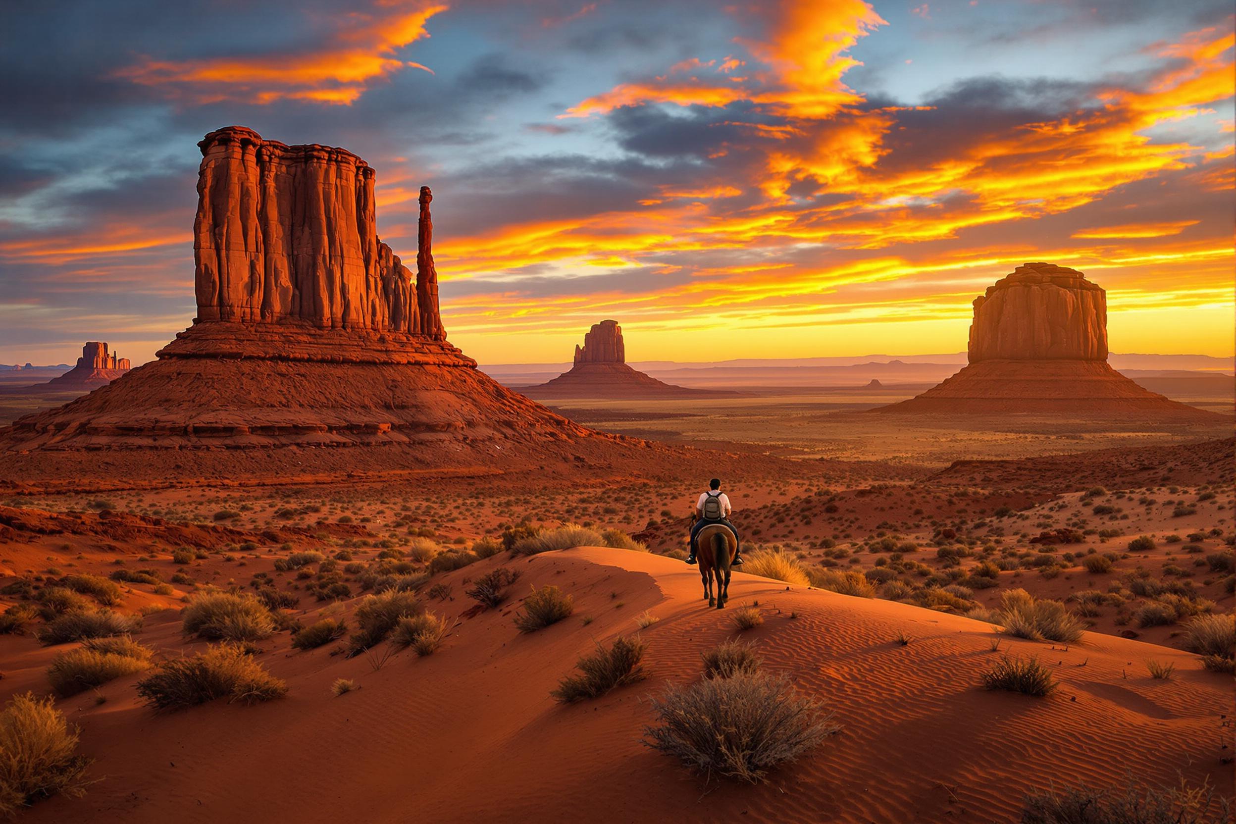 Horseback Adventure in Monument Valley at Dusk