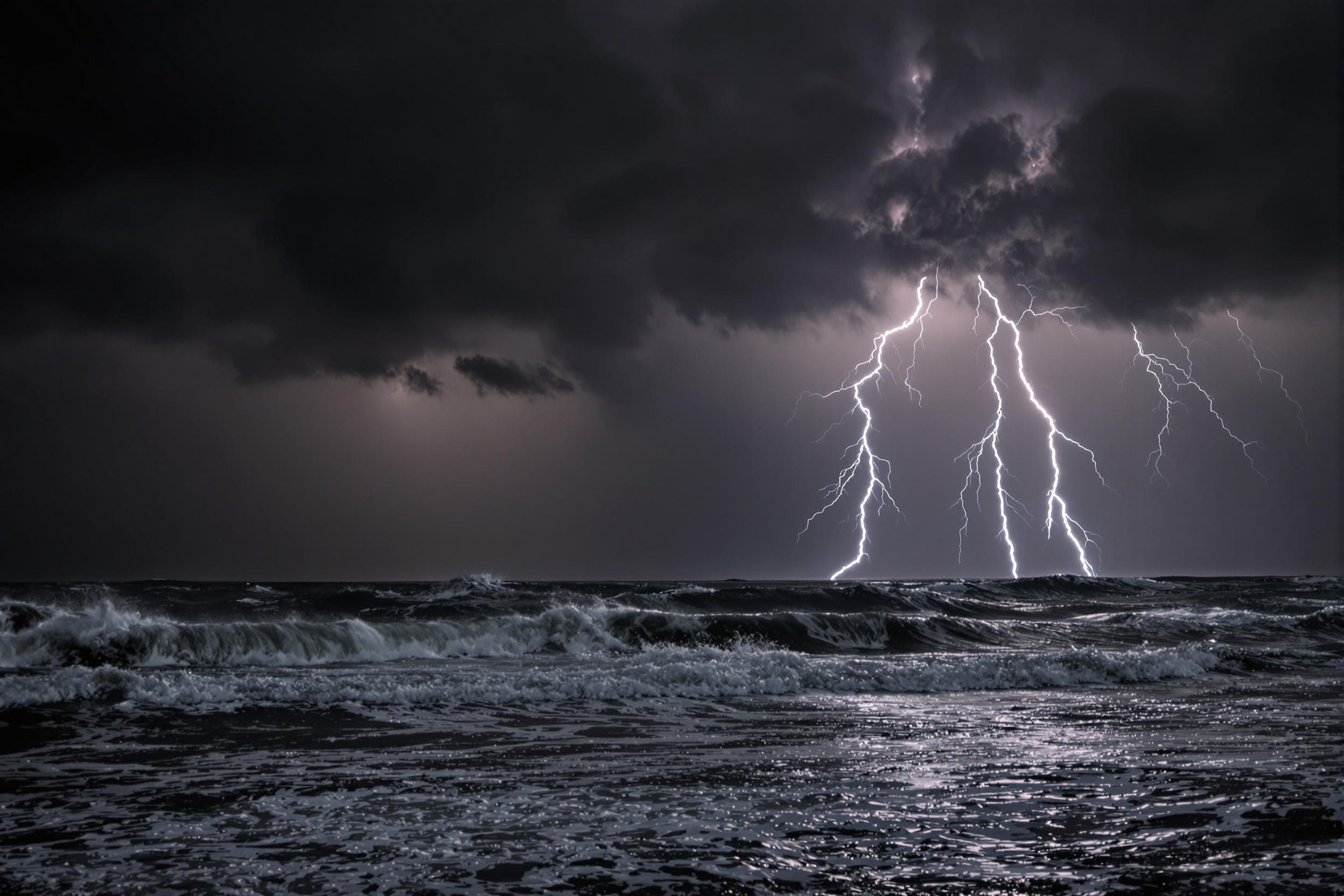 Spectacular Ocean Lightning Storm Capture