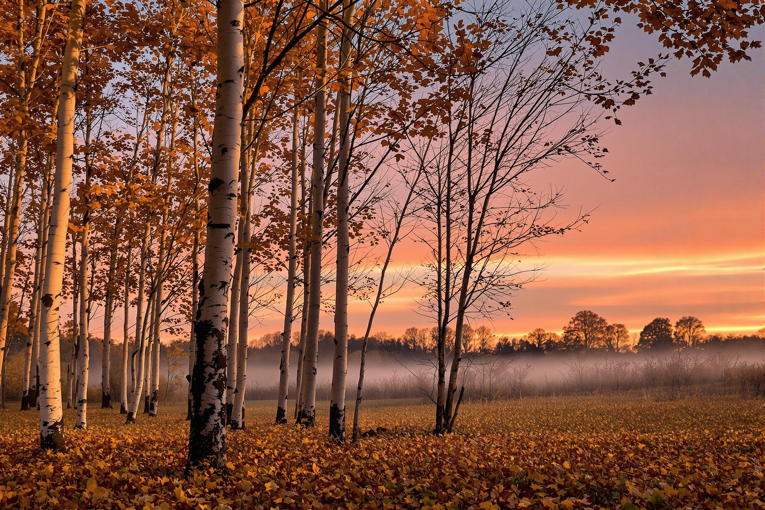 Serene Birch Forest at Twilight