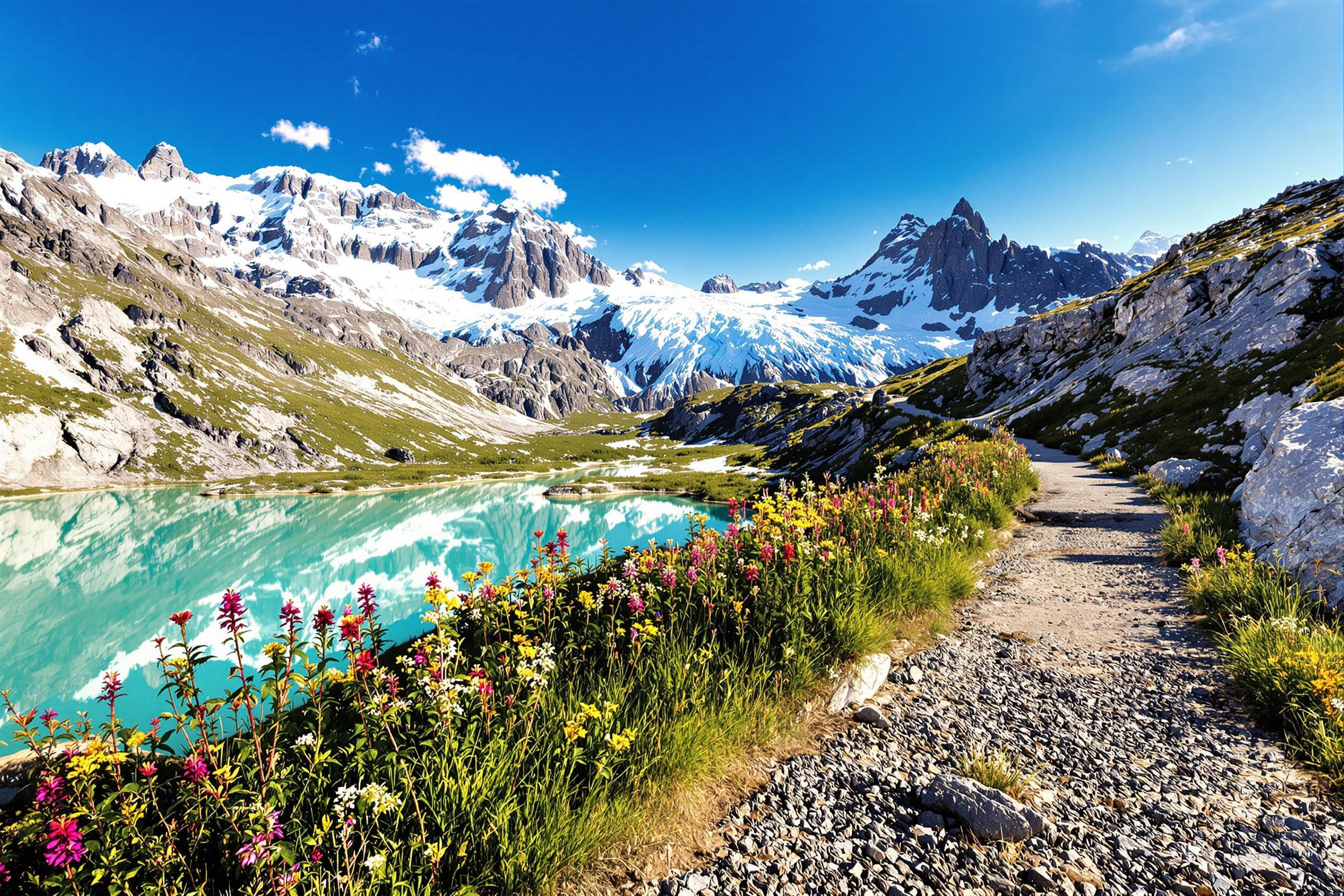 High-Altitude Trail by Turquoise Lake at Golden Hour