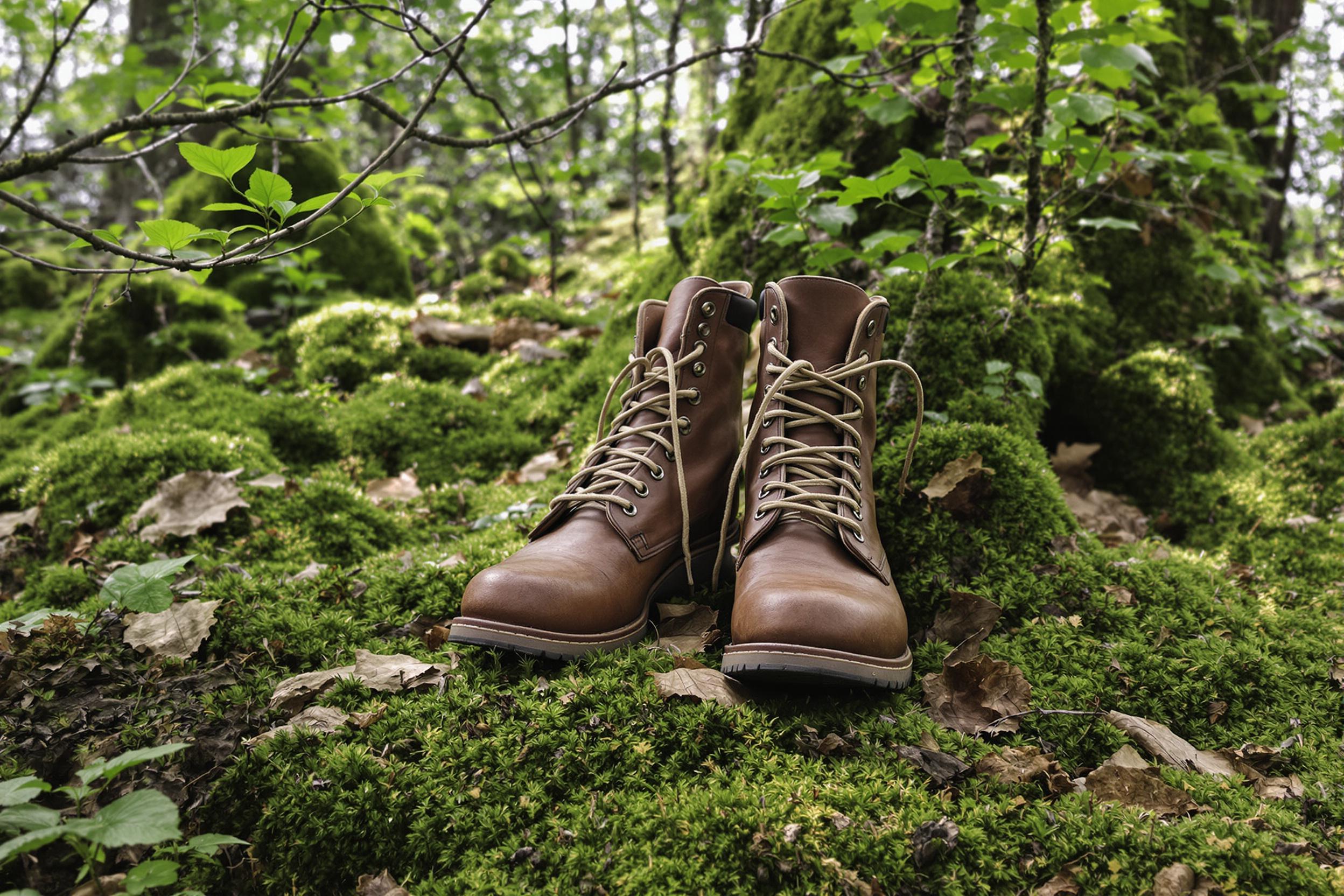 Leather Boots on Mossy Forest Floor