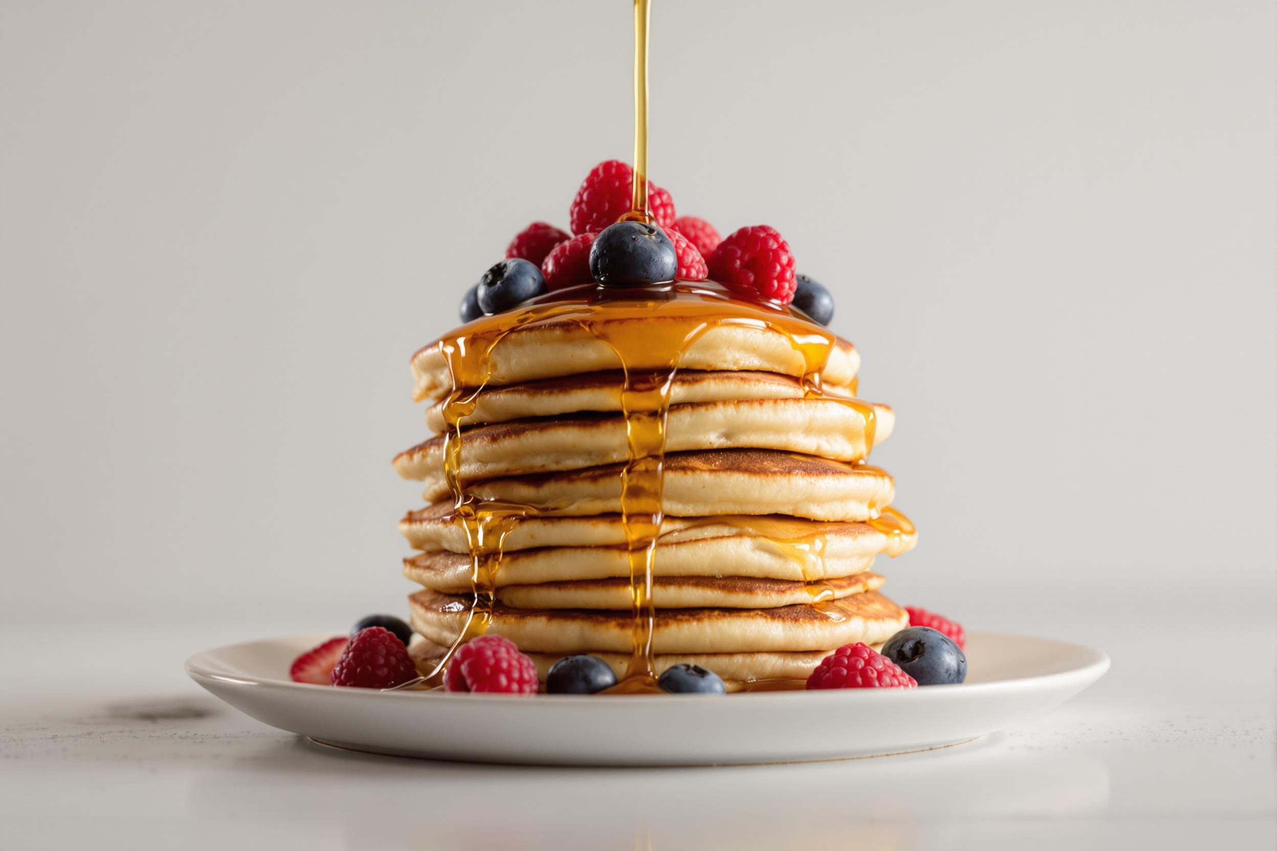 Fluffy Pancake Stack with Syrup Elegance