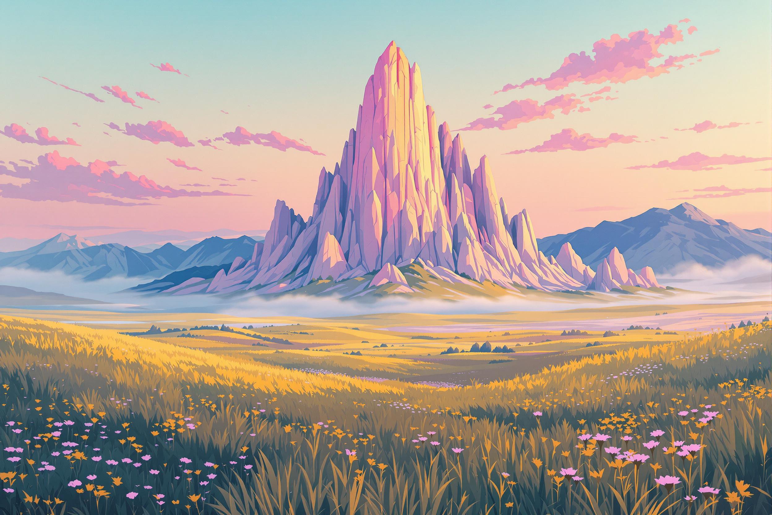 Pastel Twilight Spire Rising in Serenity