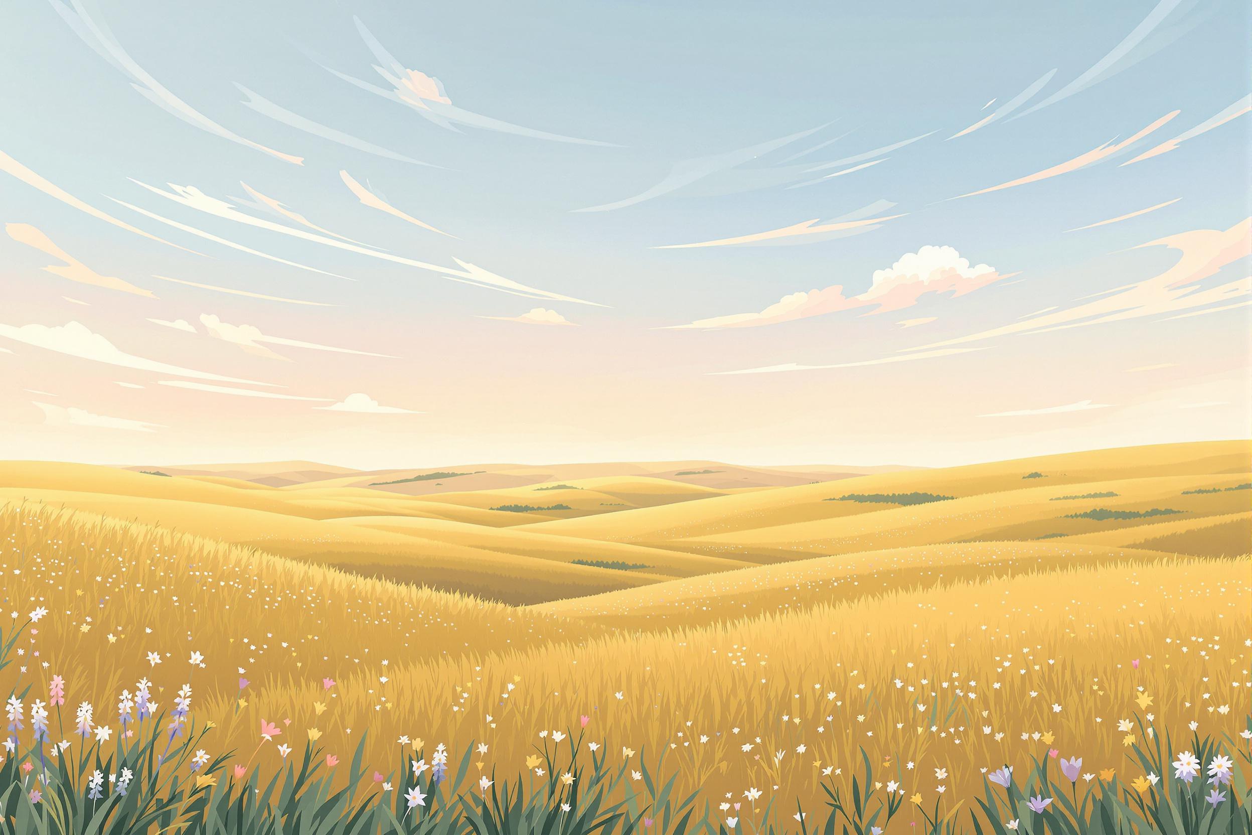 Expansive Prairie under Blushing Sky