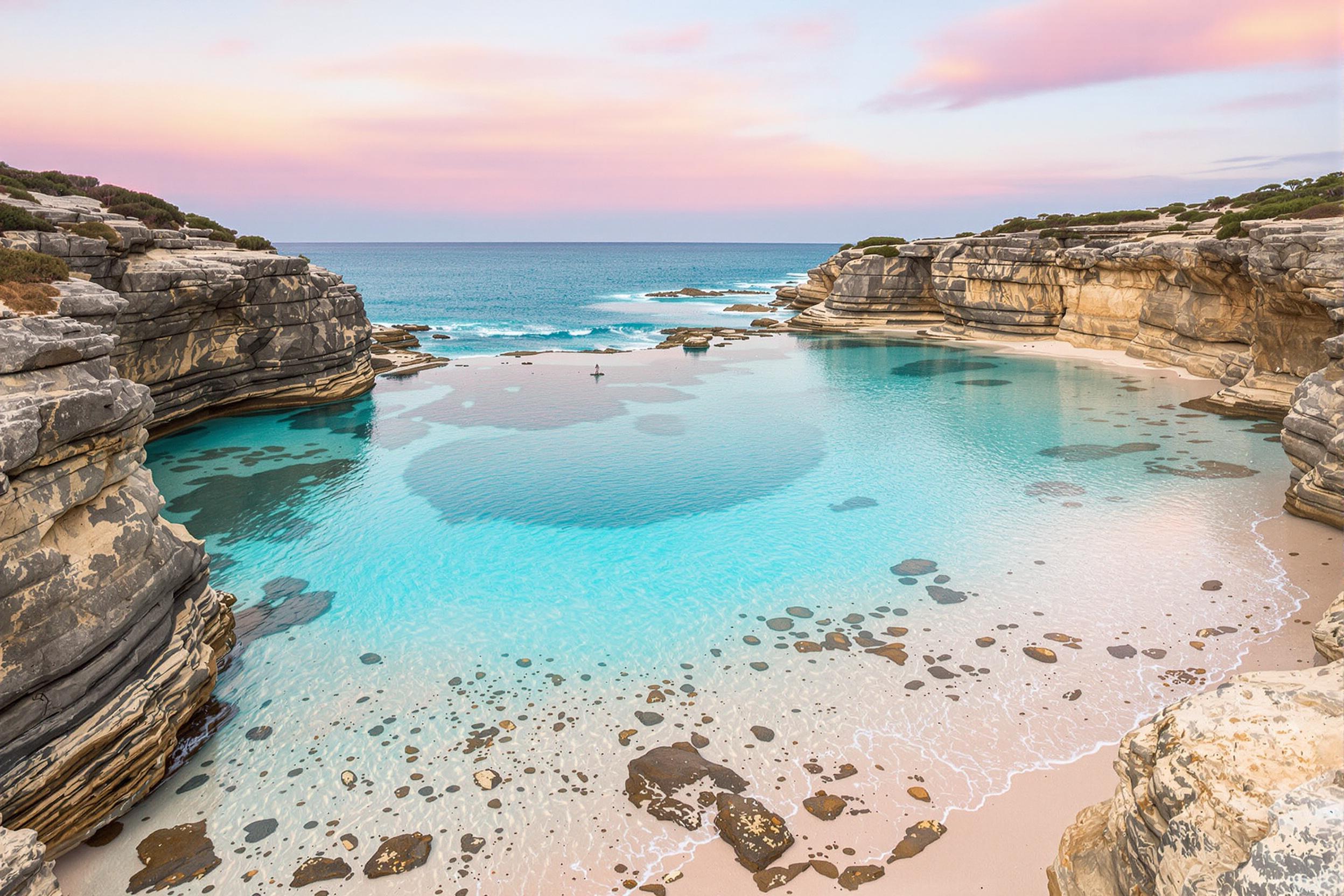 Secluded Aquamarine Lagoon at Dawn