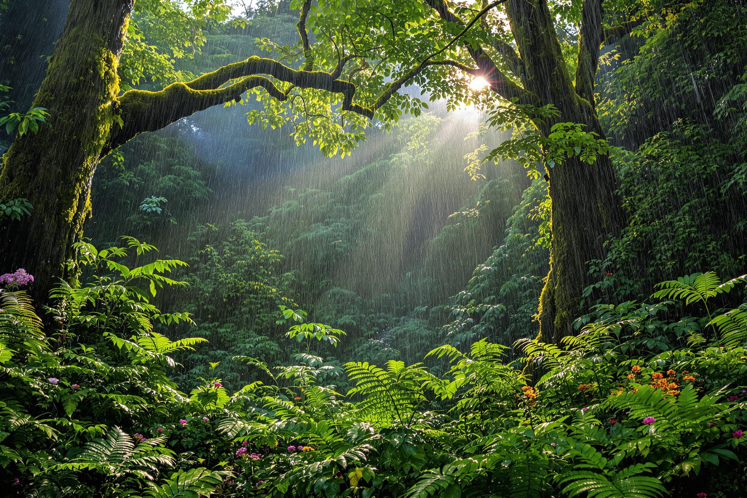 Rainforest Rejuvenation Under Gentle Downpour