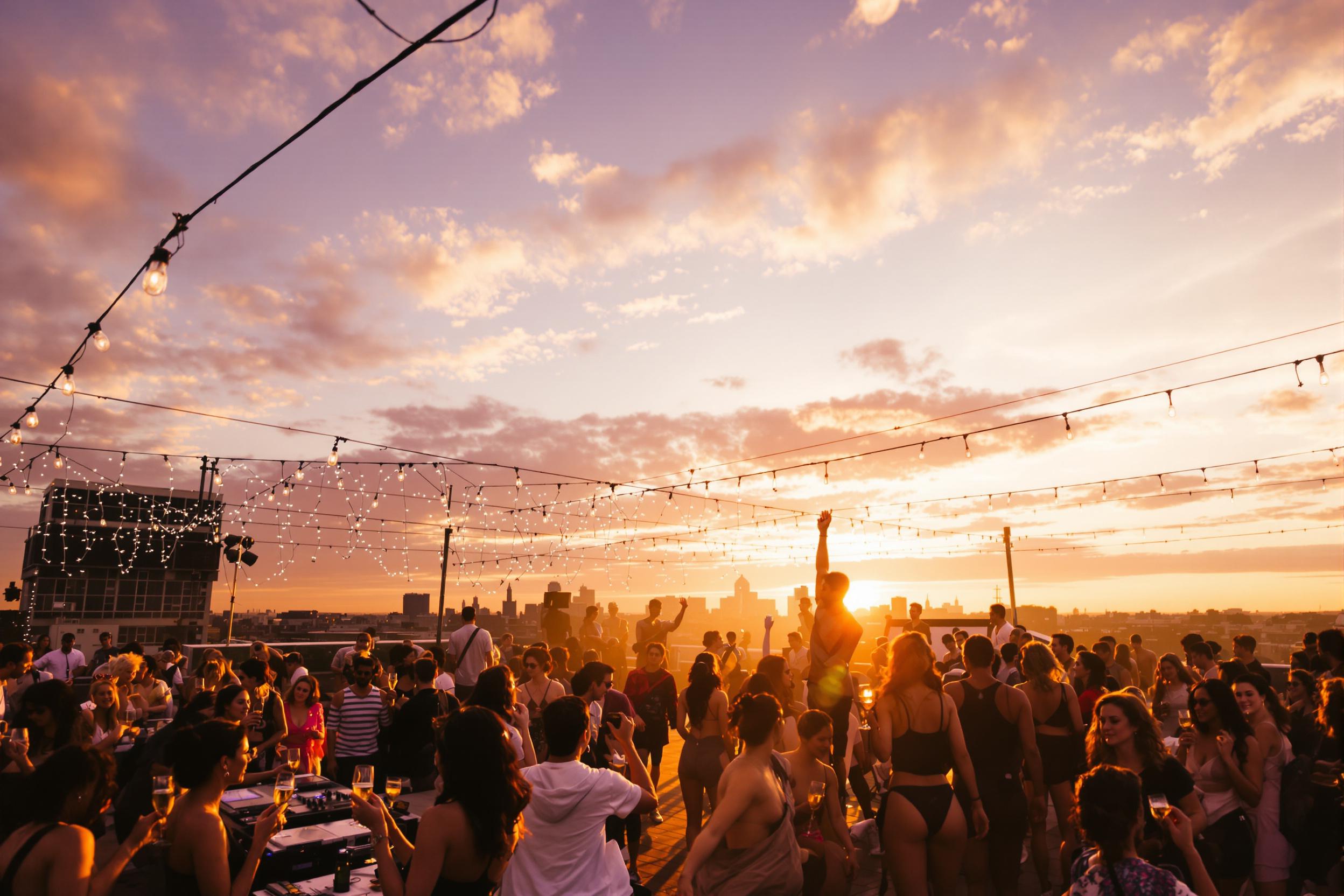 Urban Sunset Rooftop Celebration