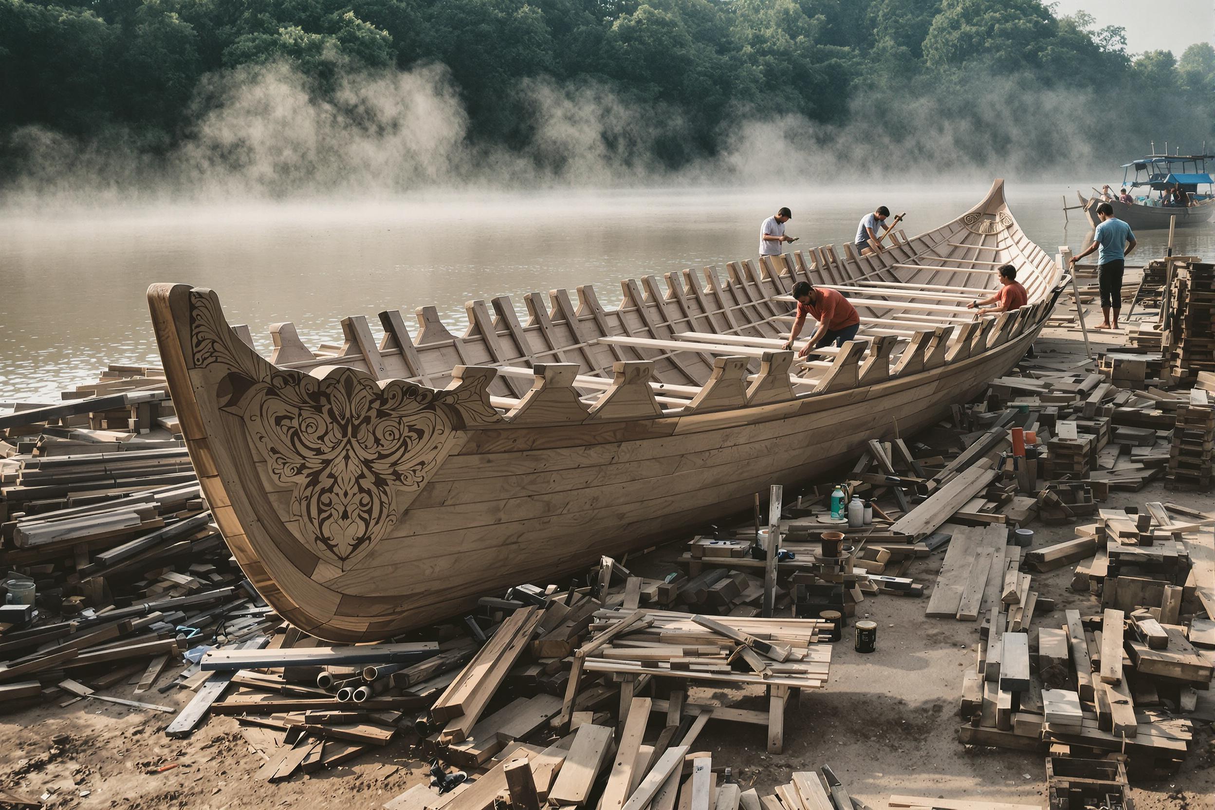 Rural Craftsmanship: Boat Building by a Riverscape