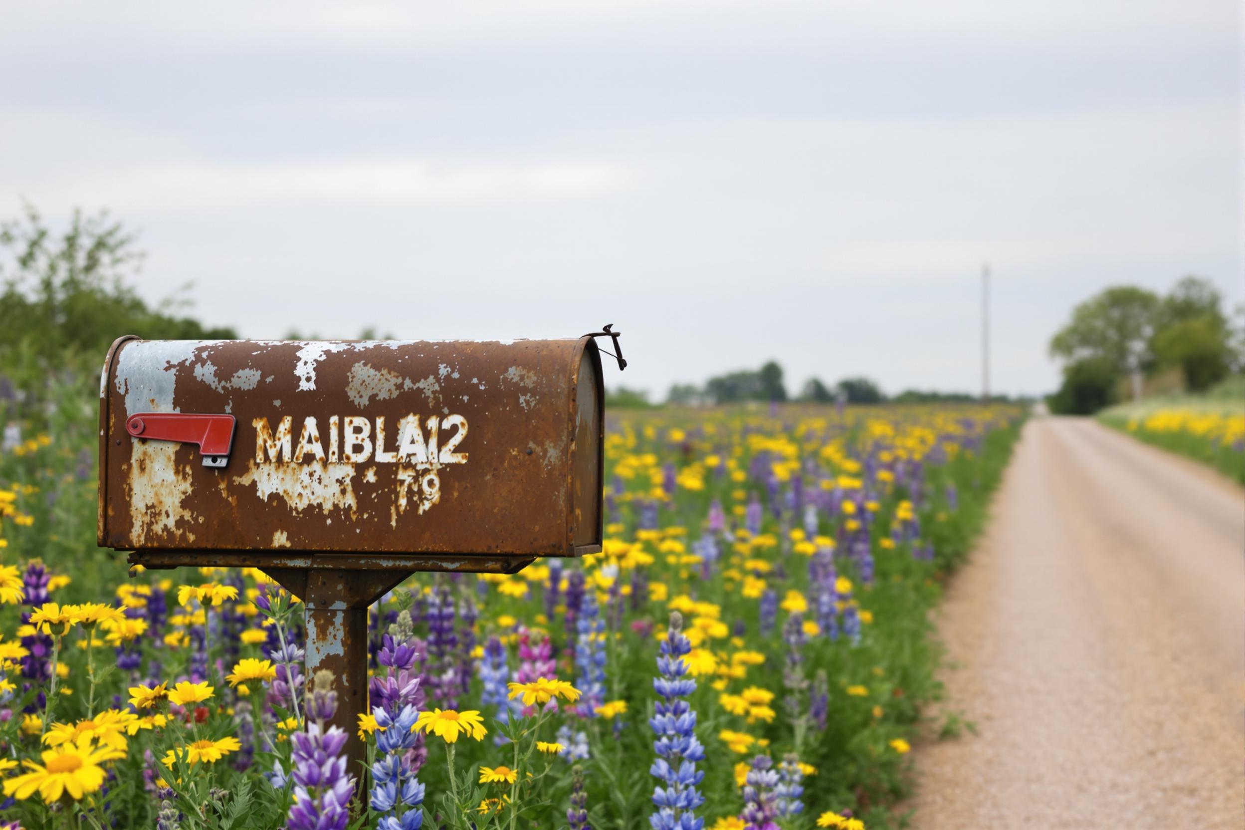 Rural Mailbox Among Wildflowers