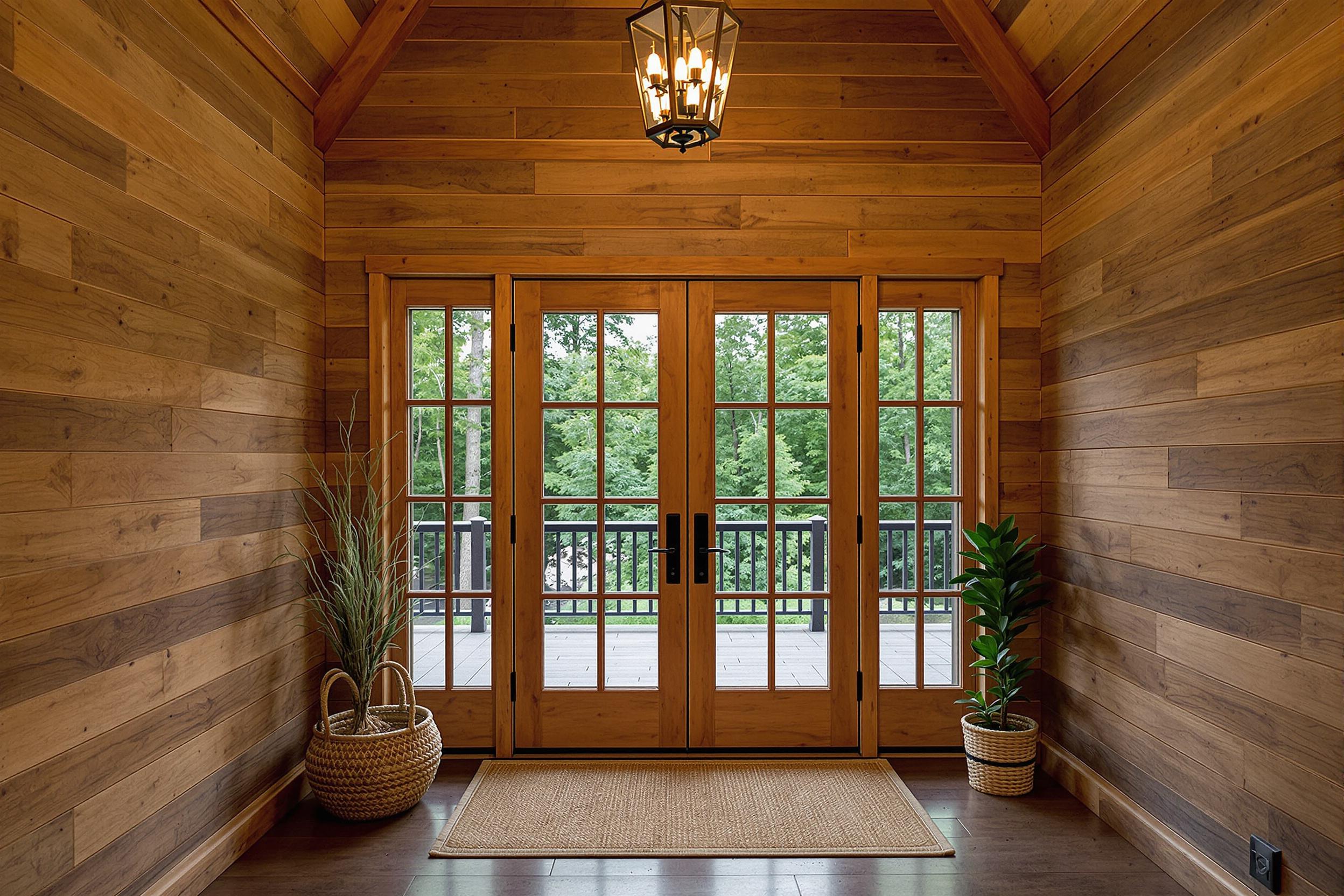 Weathered Oak Threshold with Forest Green