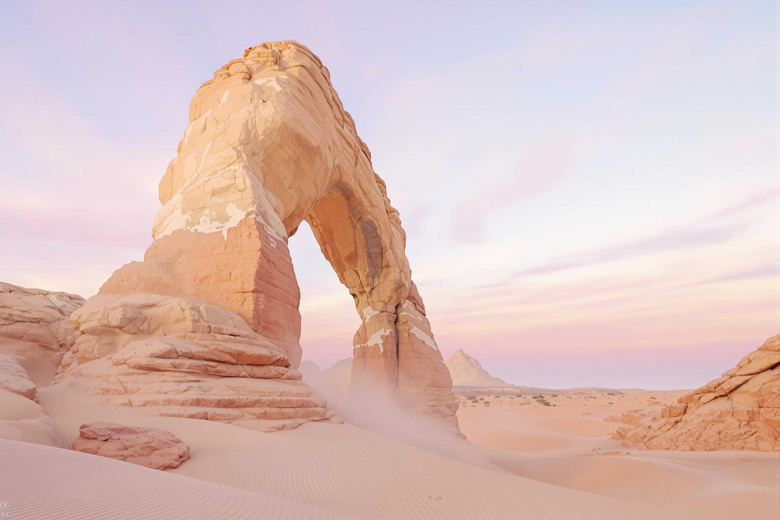 Pastel Desert Arch at Dawn