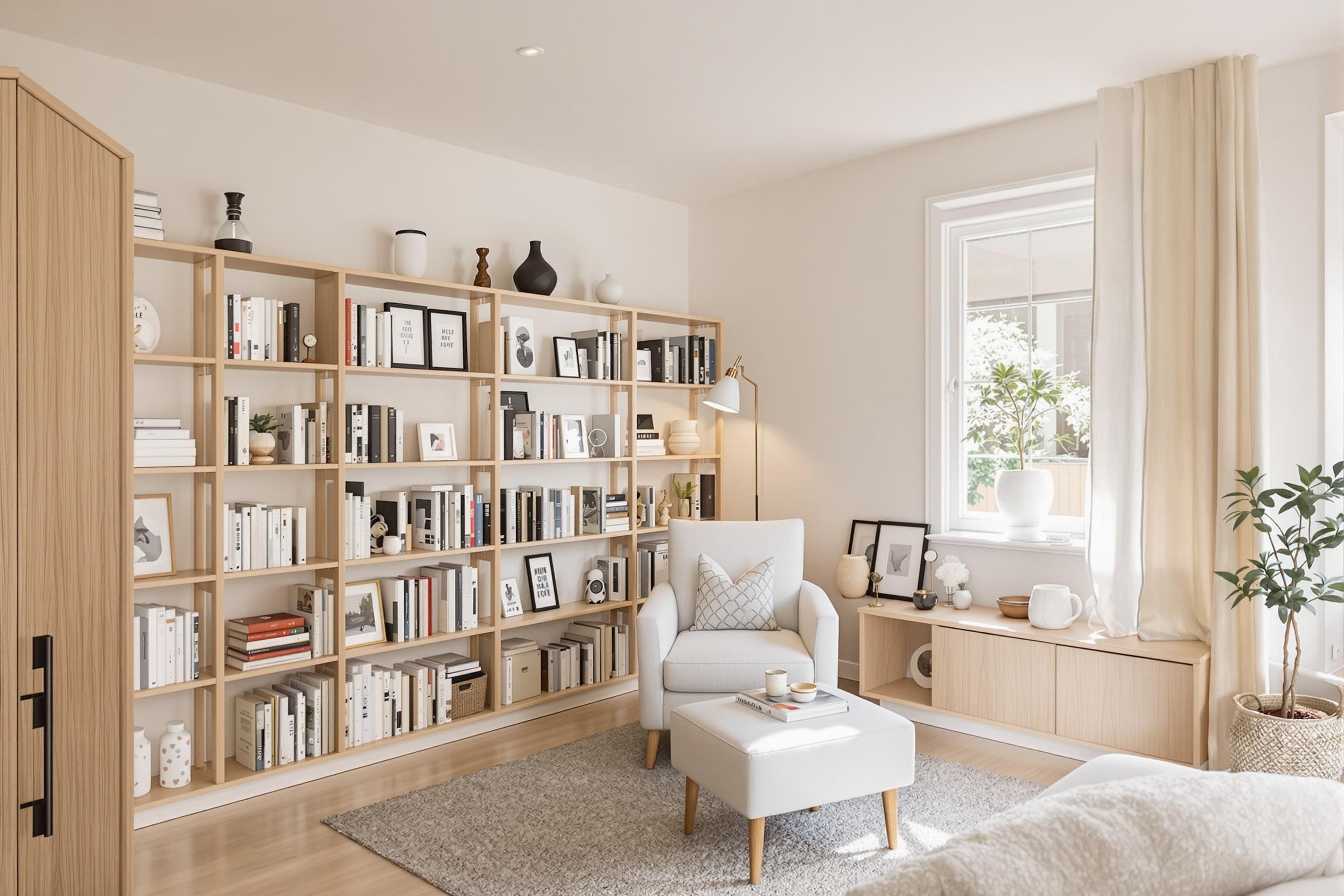 Tranquil Library Corner with Scandinavian Design