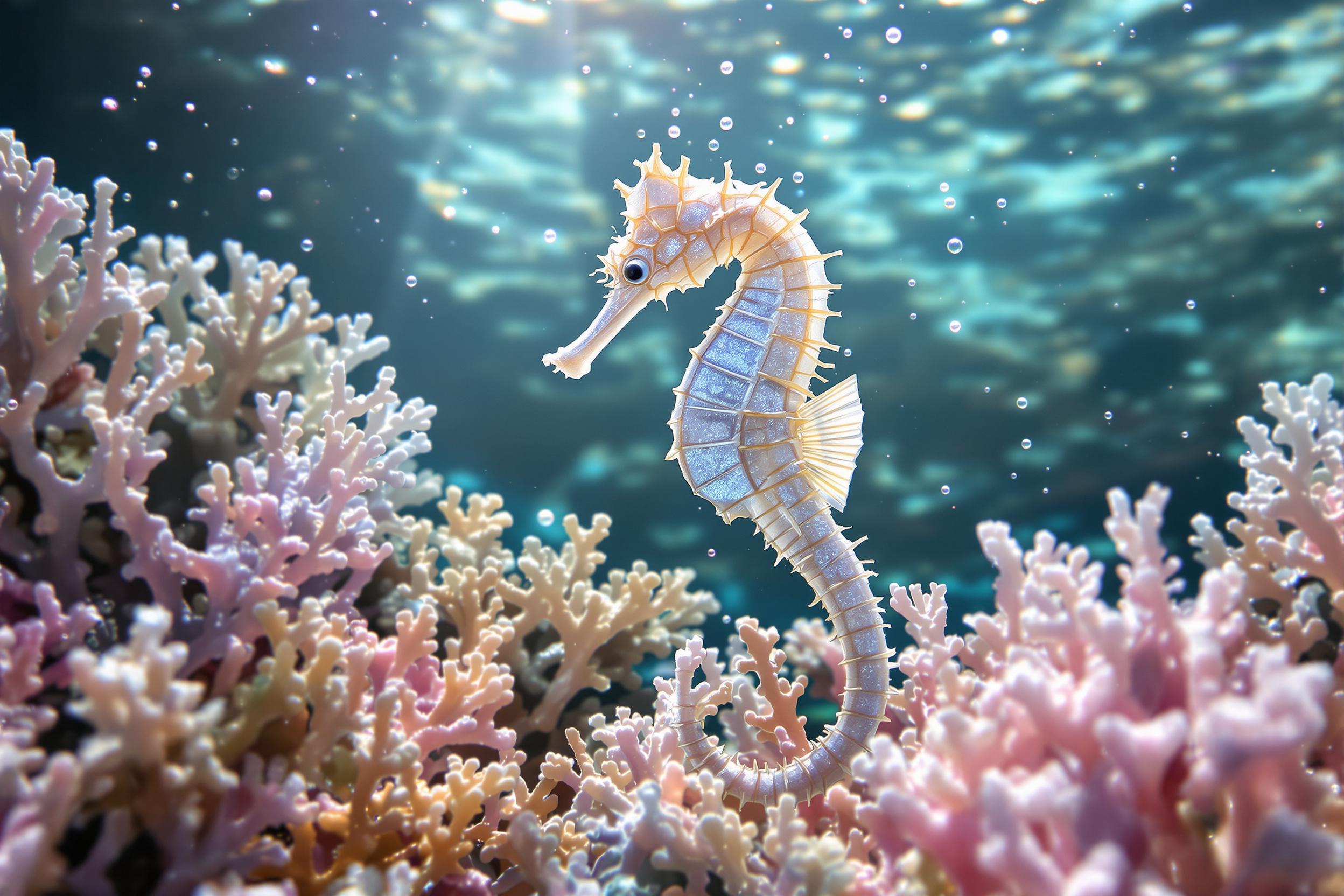 Elegant Seahorse in Coral Reef Harmony