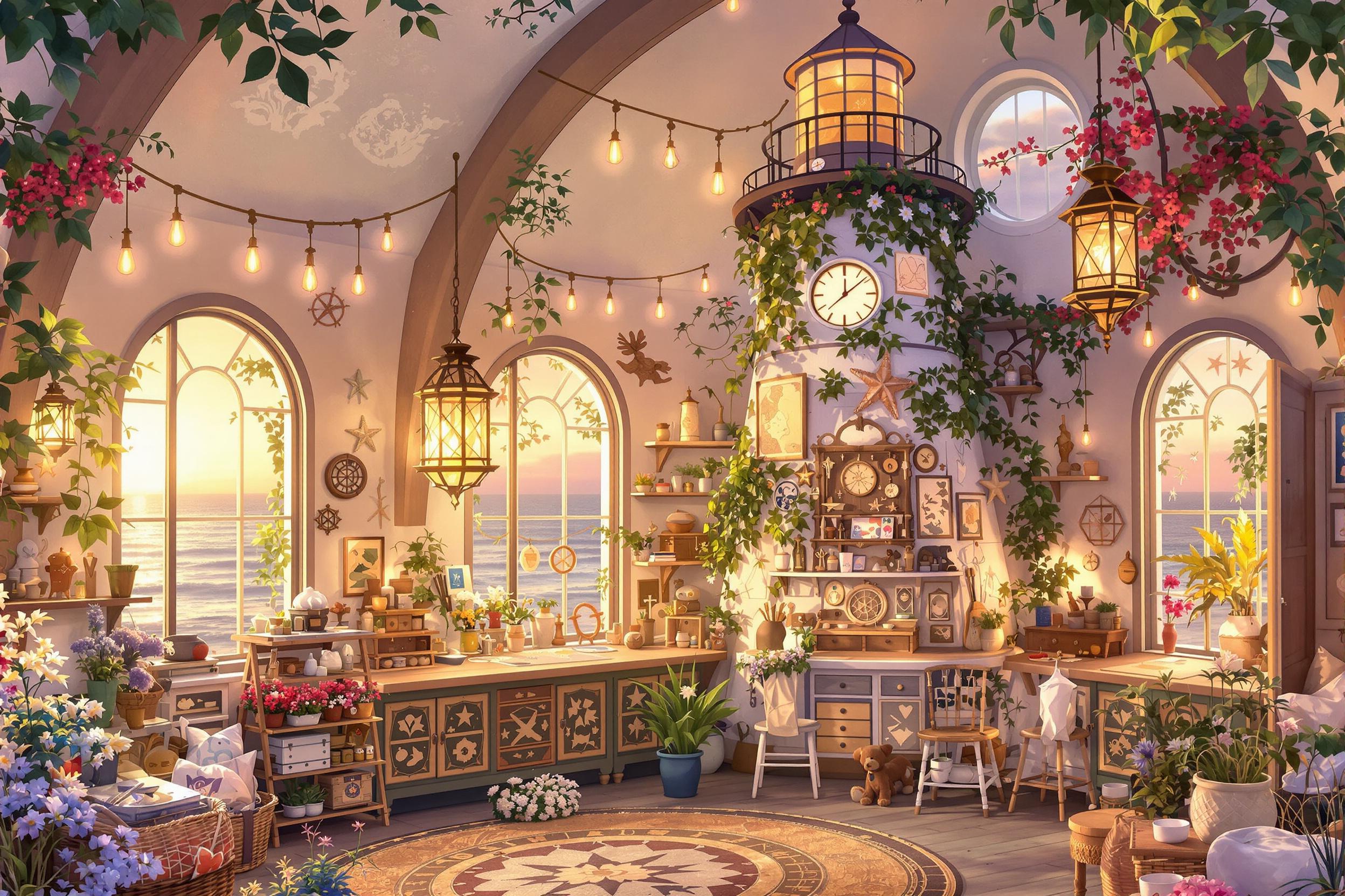 Artisan's Studio atop Ivy-Clad Lighthouse