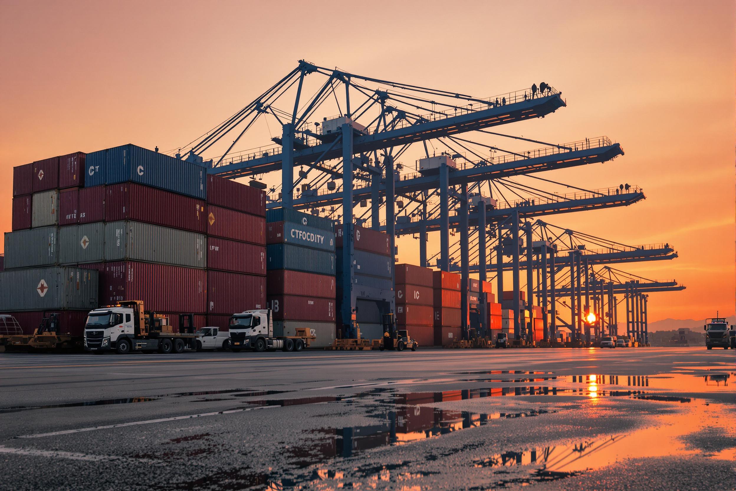 Shipping Cargo Dock at Sunset