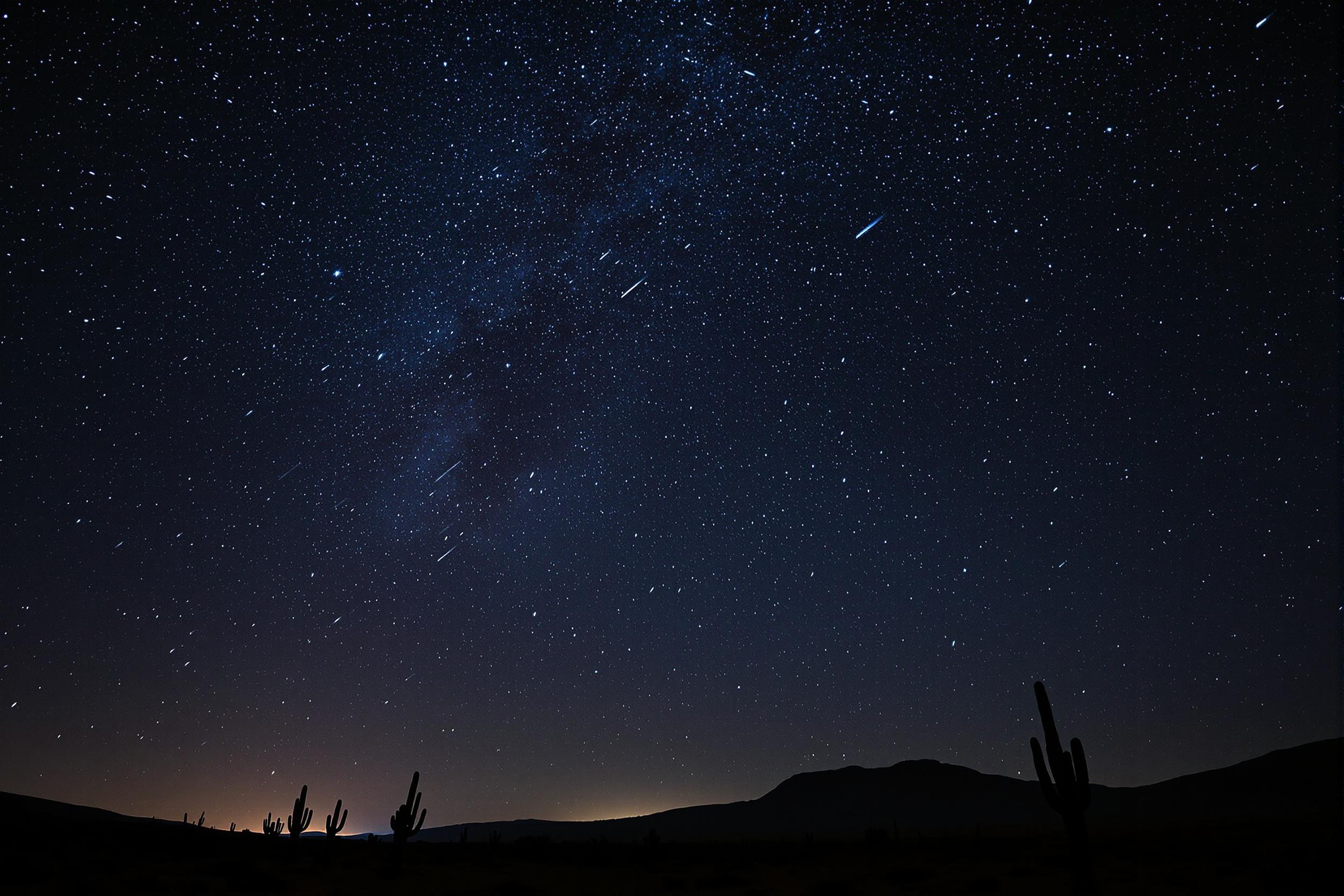 Shooting Stars Over a Desert