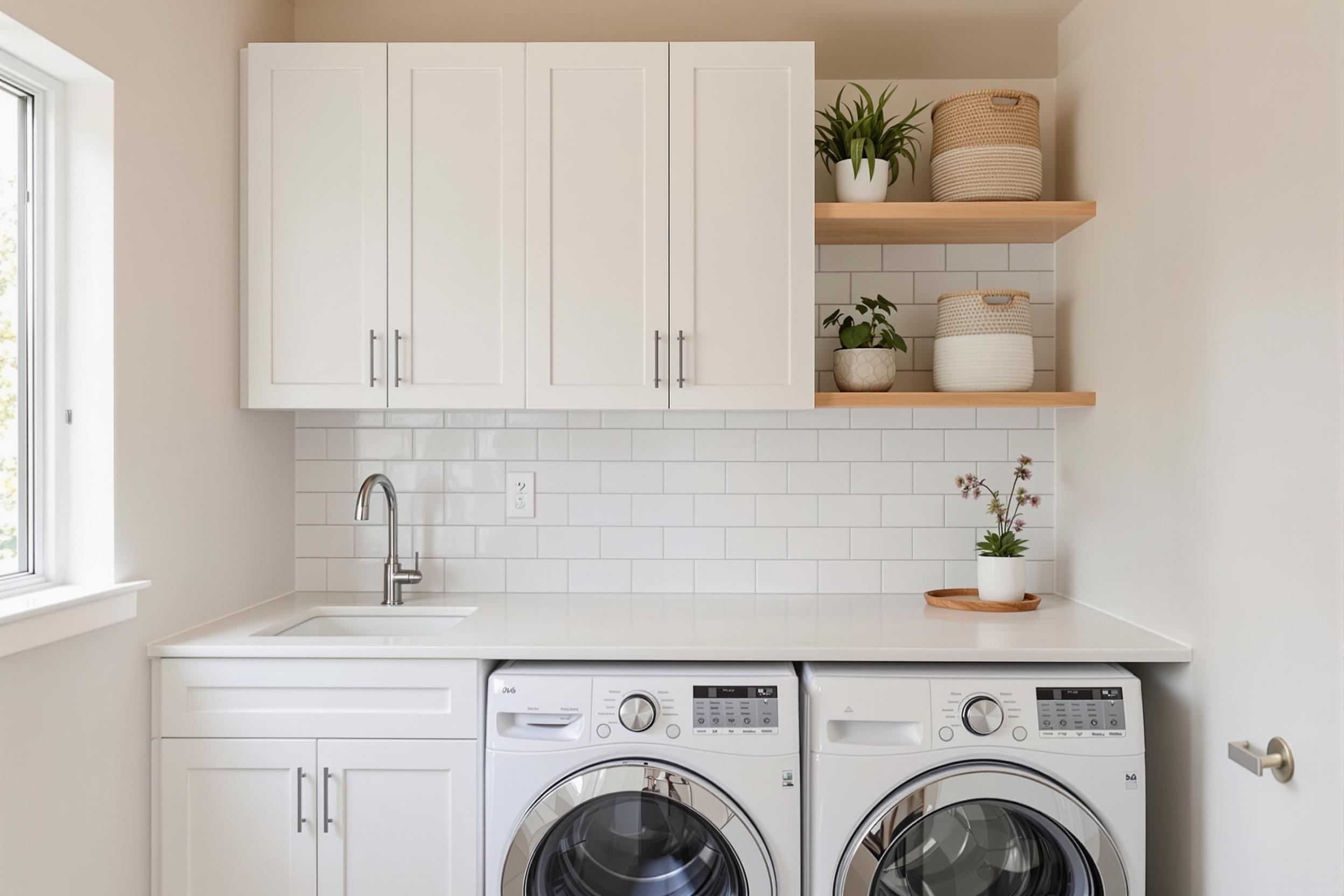 Modern Small Laundry Room with Practical Storage