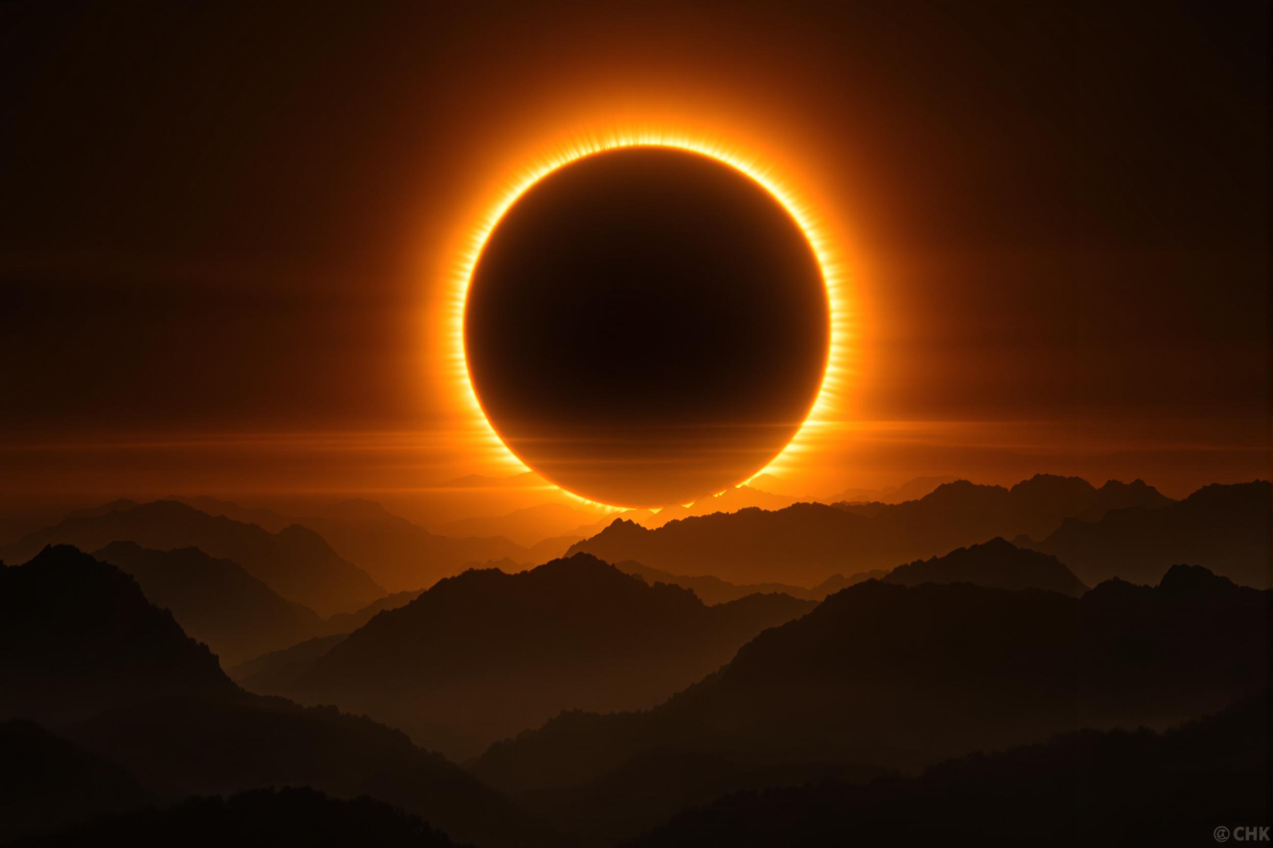 Solar Eclipse Over Remote Mountain Valley