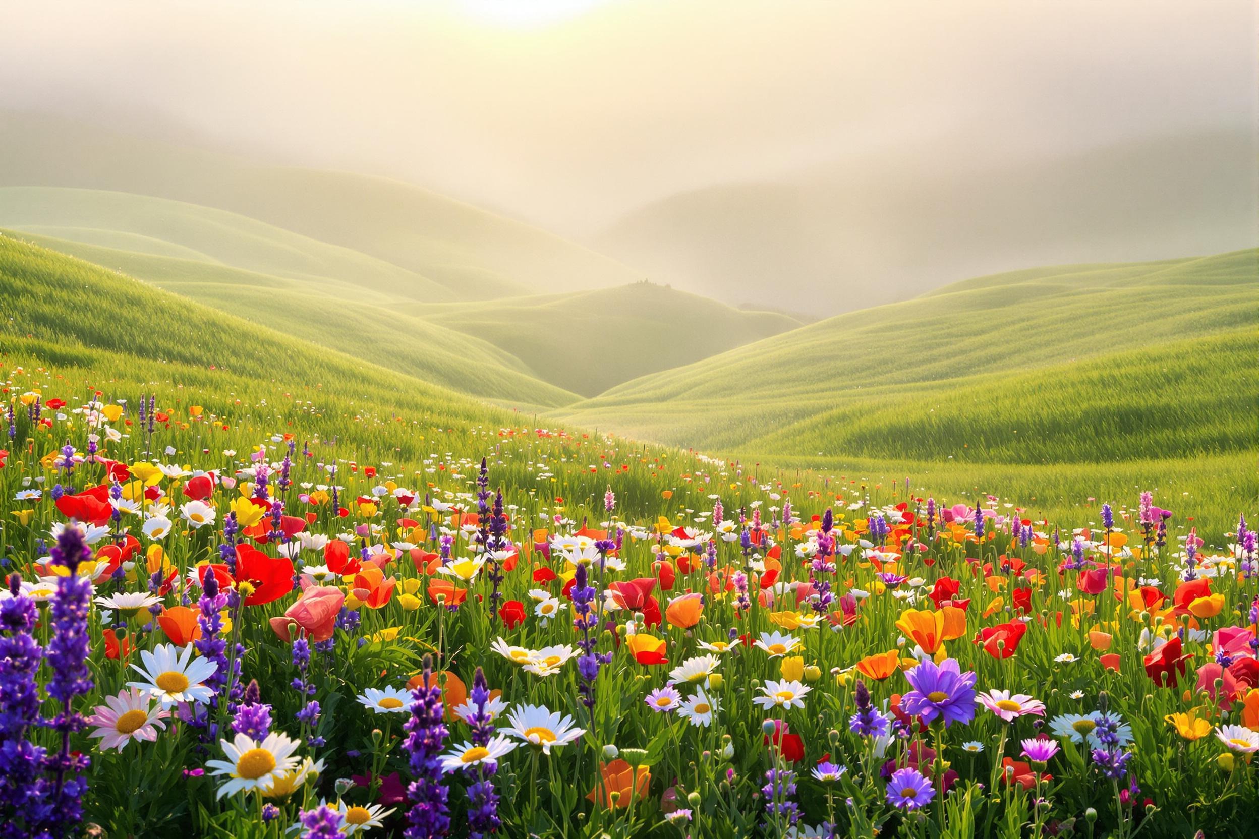 Spring Meadow Enveloped in Mist