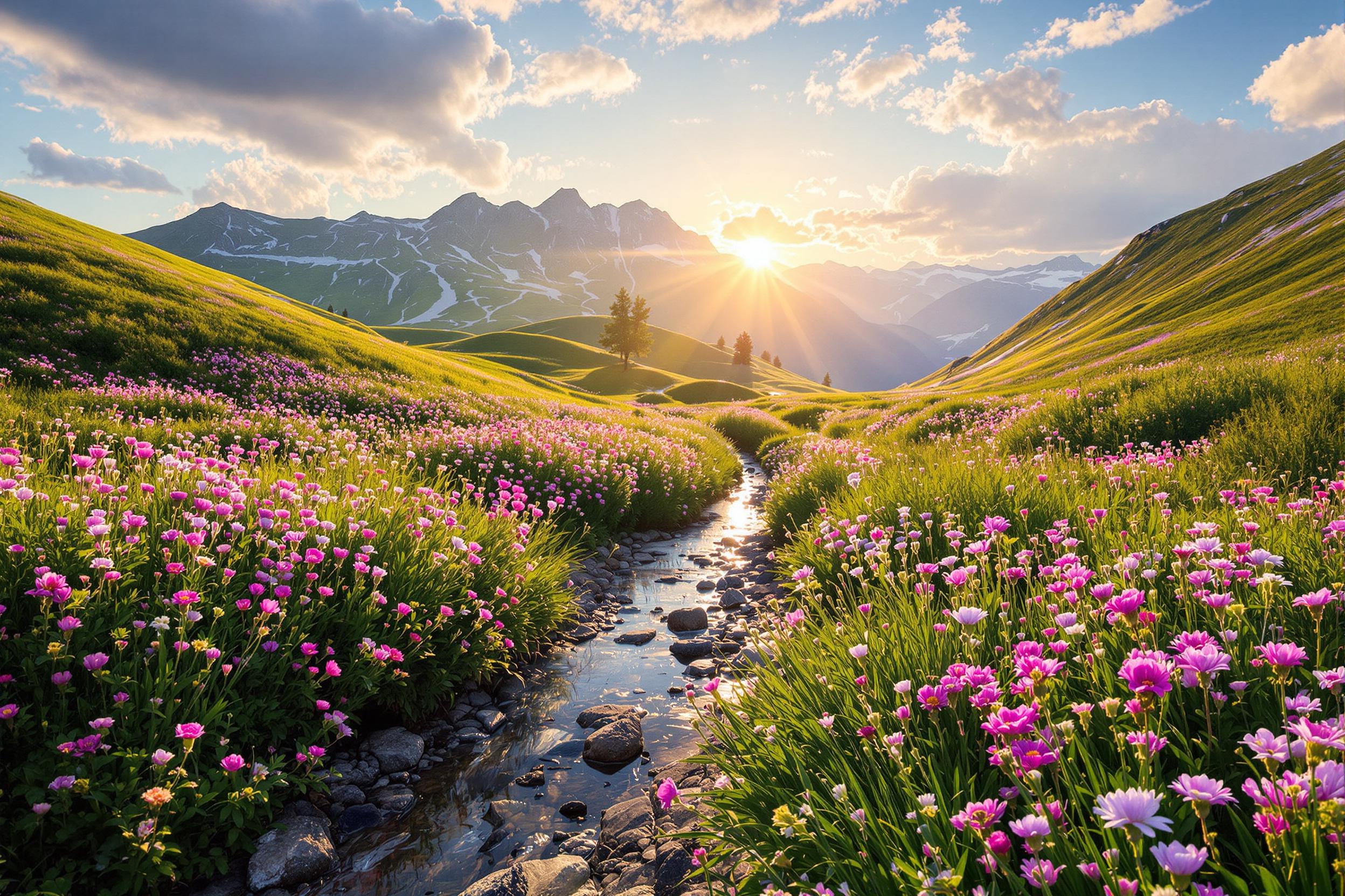 Vibrant Alpine Spring Meadow Autun Myriad Graining