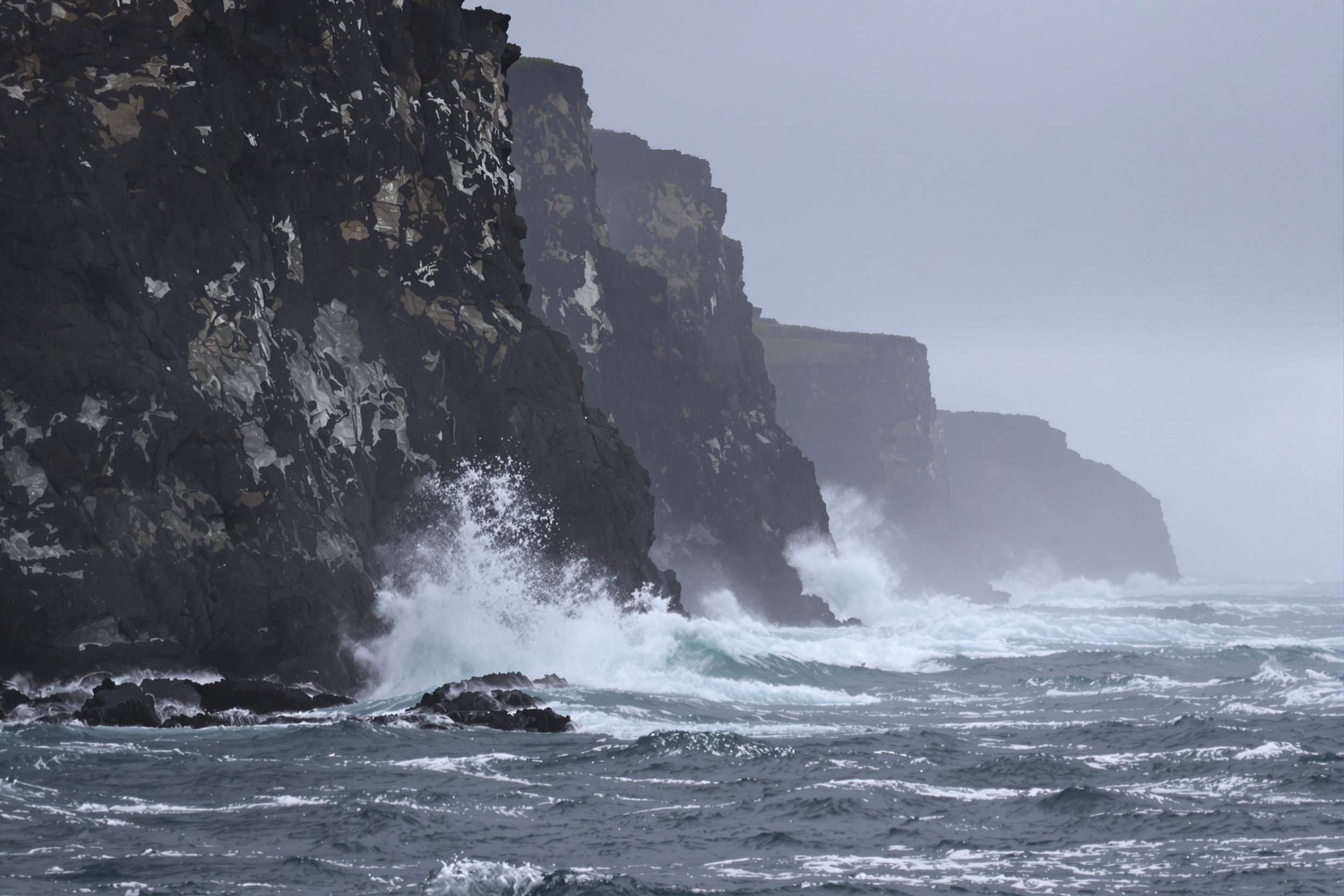 Stormy Coastal Cliffs With Crashing Waves