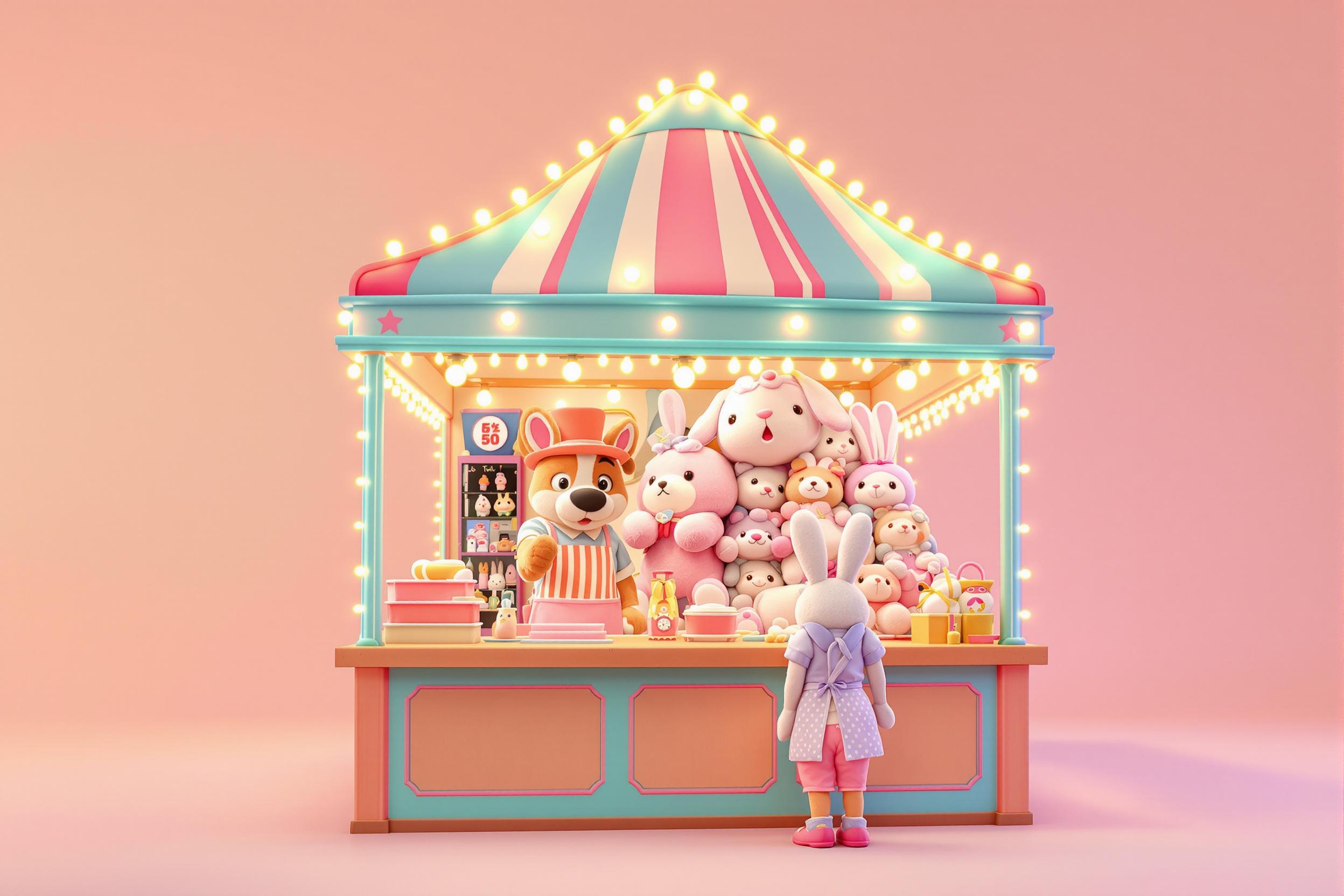 Lively Stylized 3D Carnival Game Booth