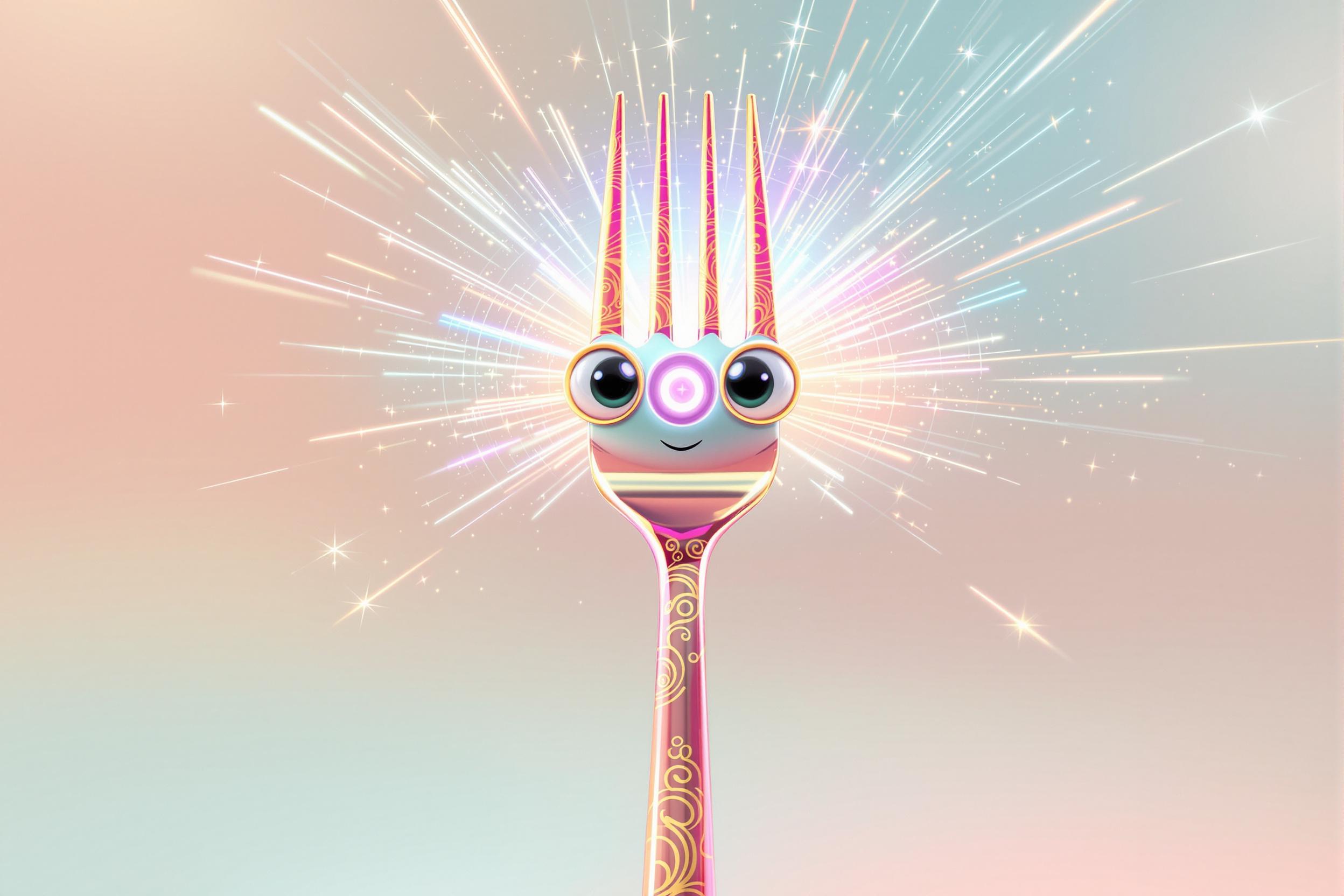 Anthropomorphic Modern Fork with Elegant Glow