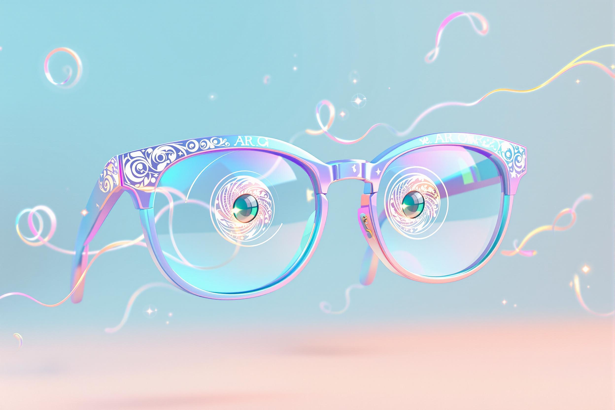 Stylized Anthropomorphic Reading Glasses Radiating Curiosity