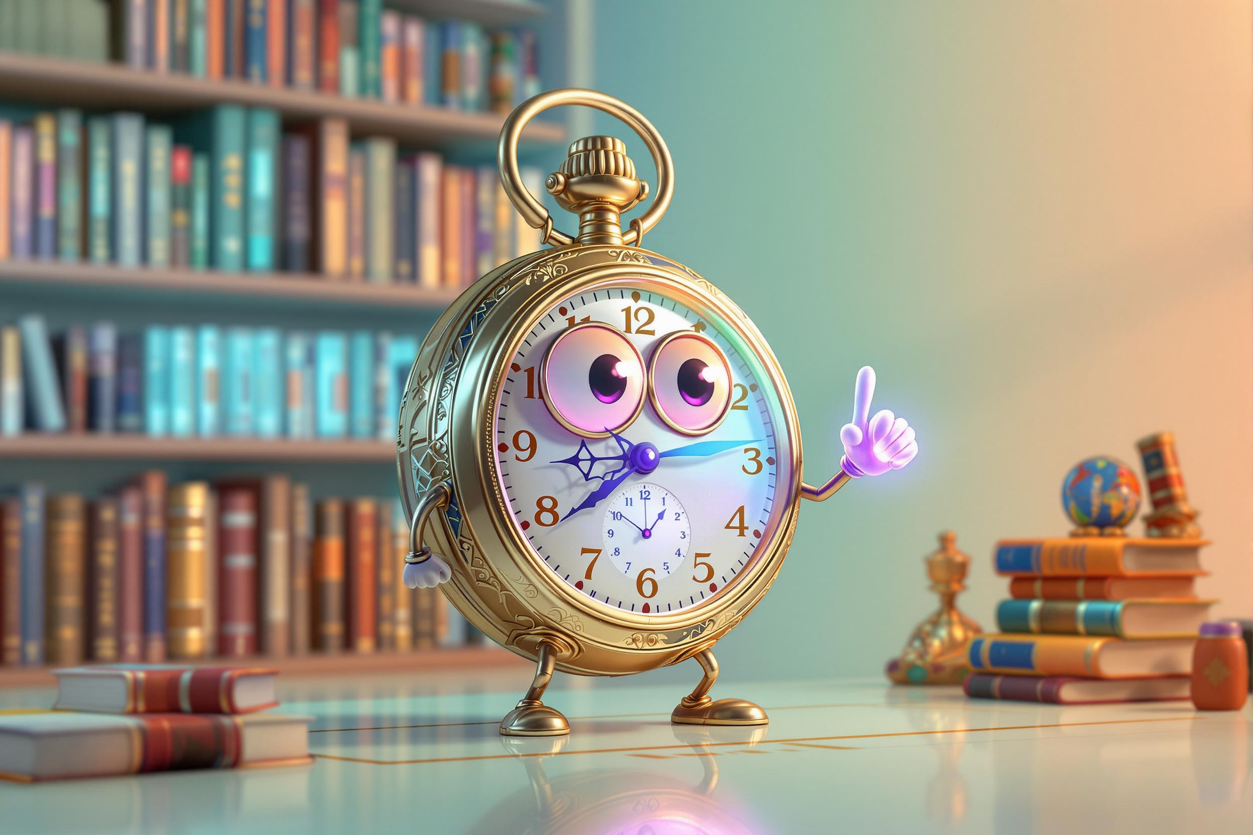 Whimsical Stylized 3D Librarian Pocket Watch