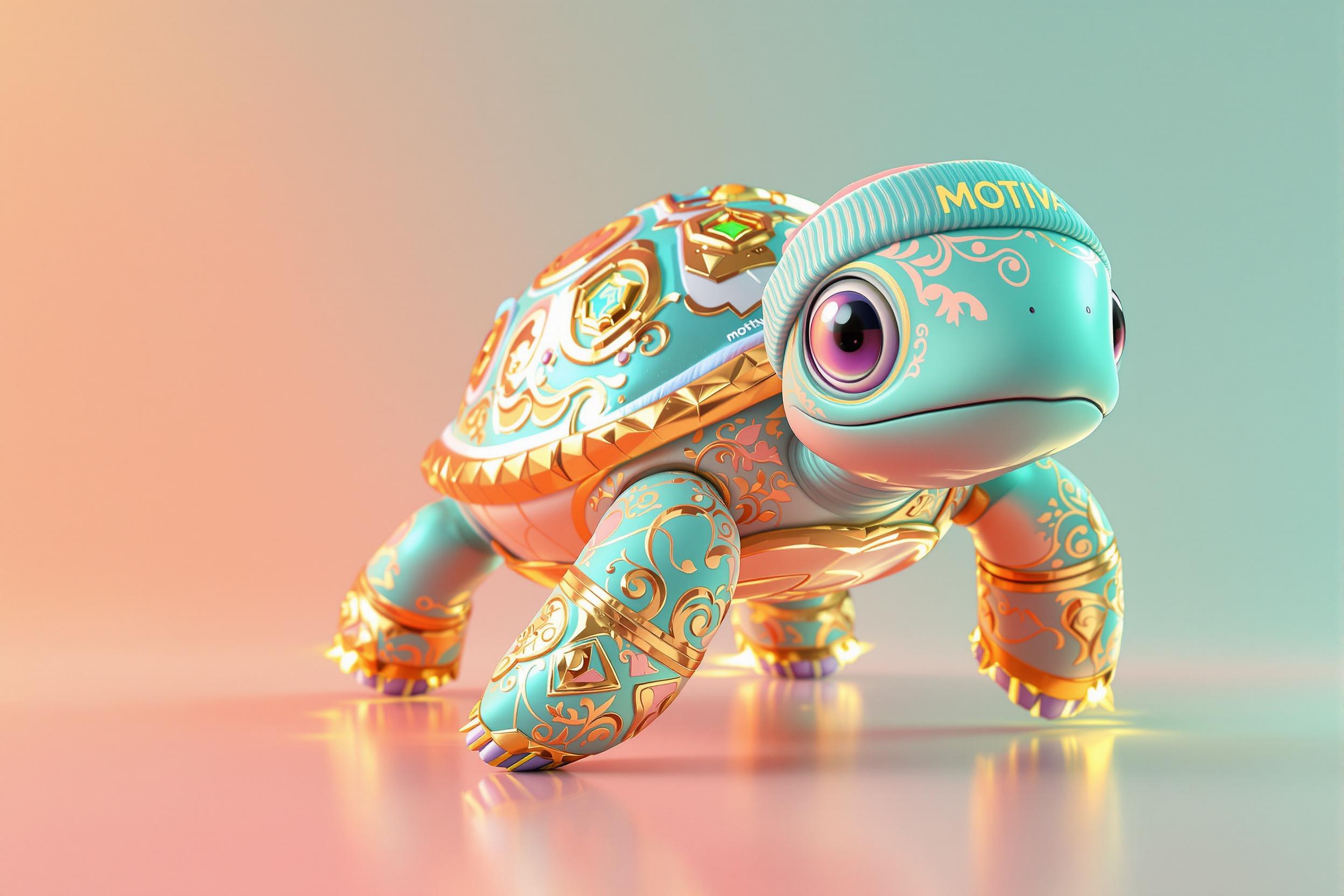 Stylized 3D Anthropomorphic Turtle Mid-Skate Charm