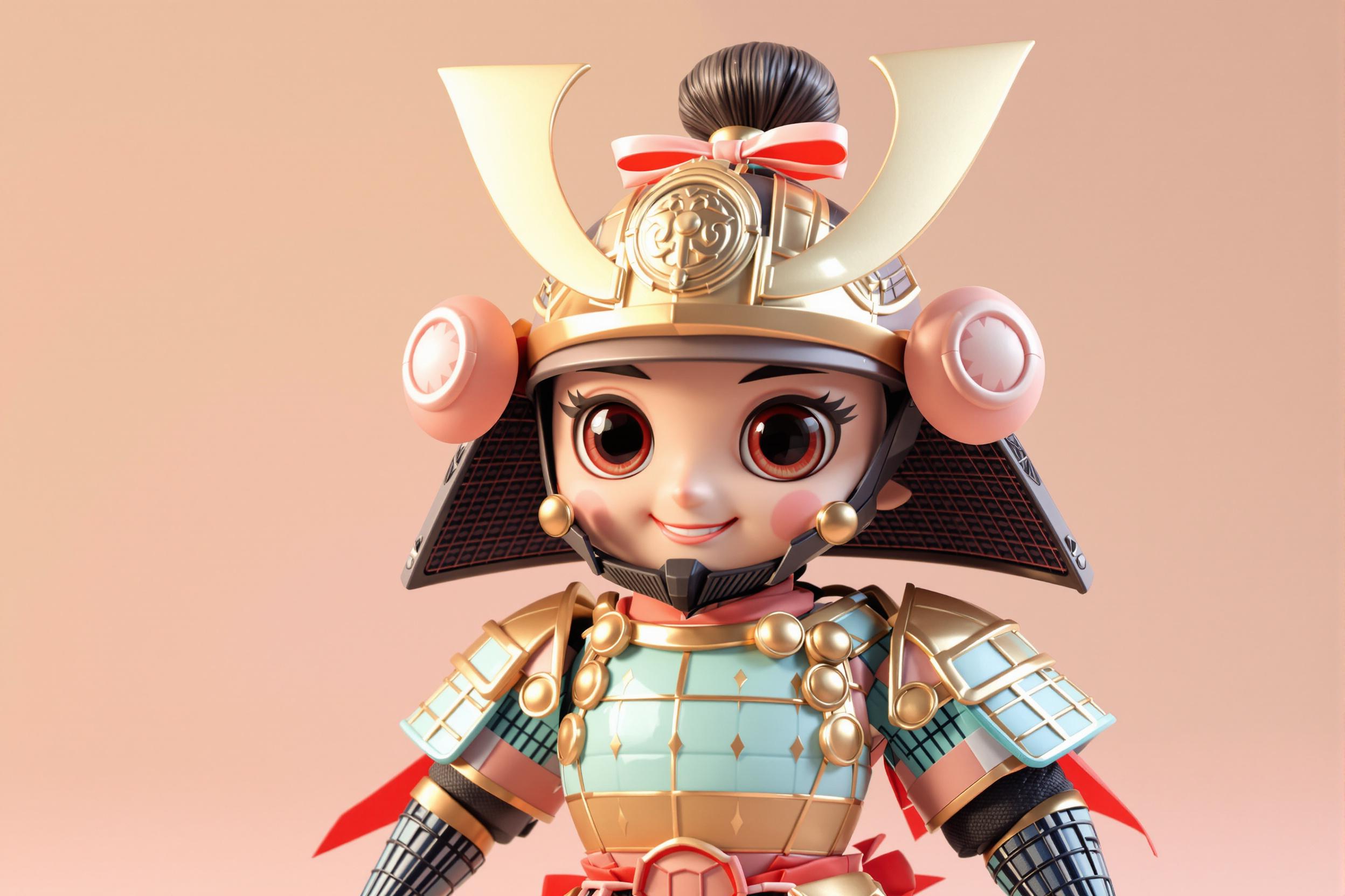 Stylized Samurai in Modern Pastels