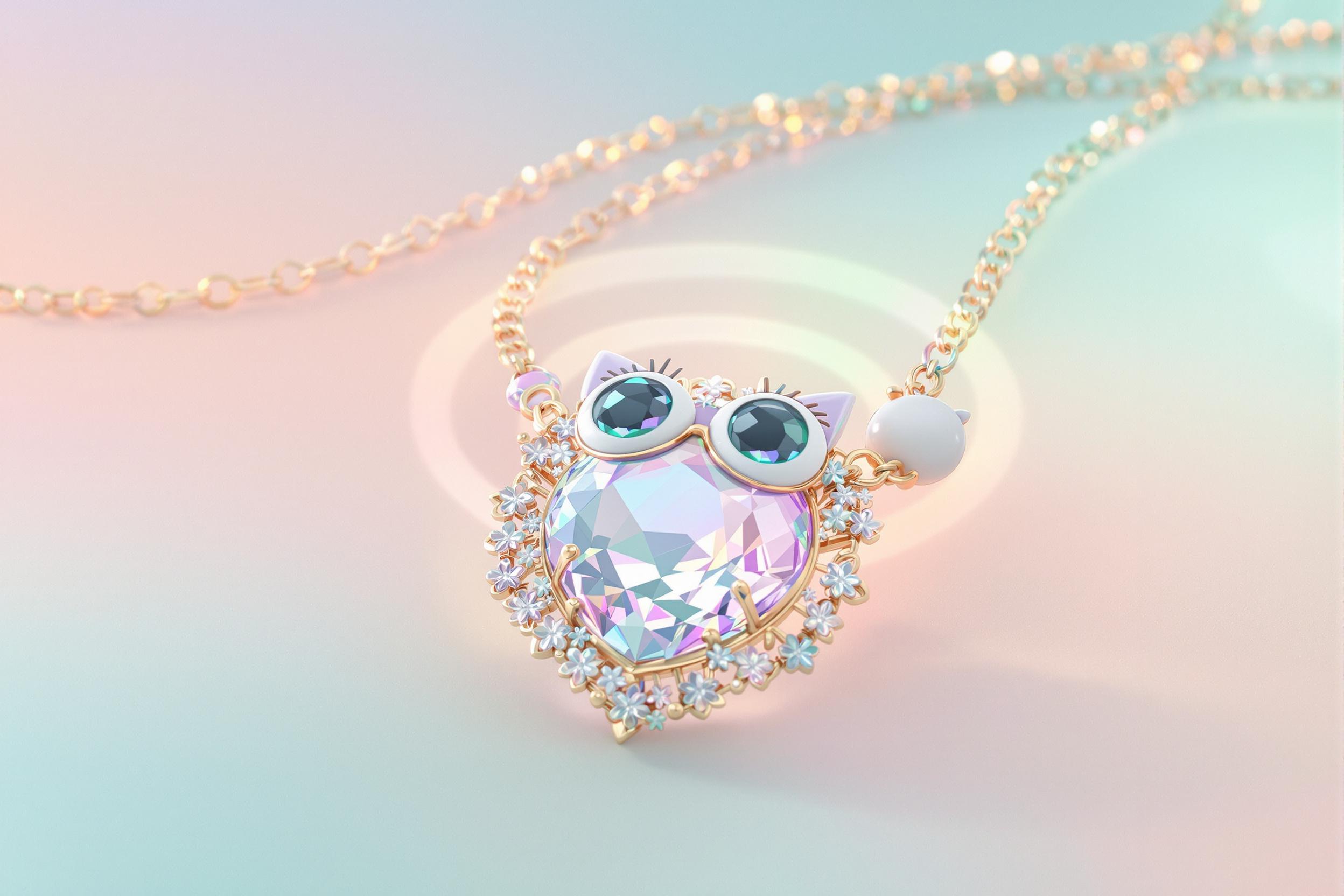 Stylized 3D Anthropomorphic Fashion Crystal Necklace