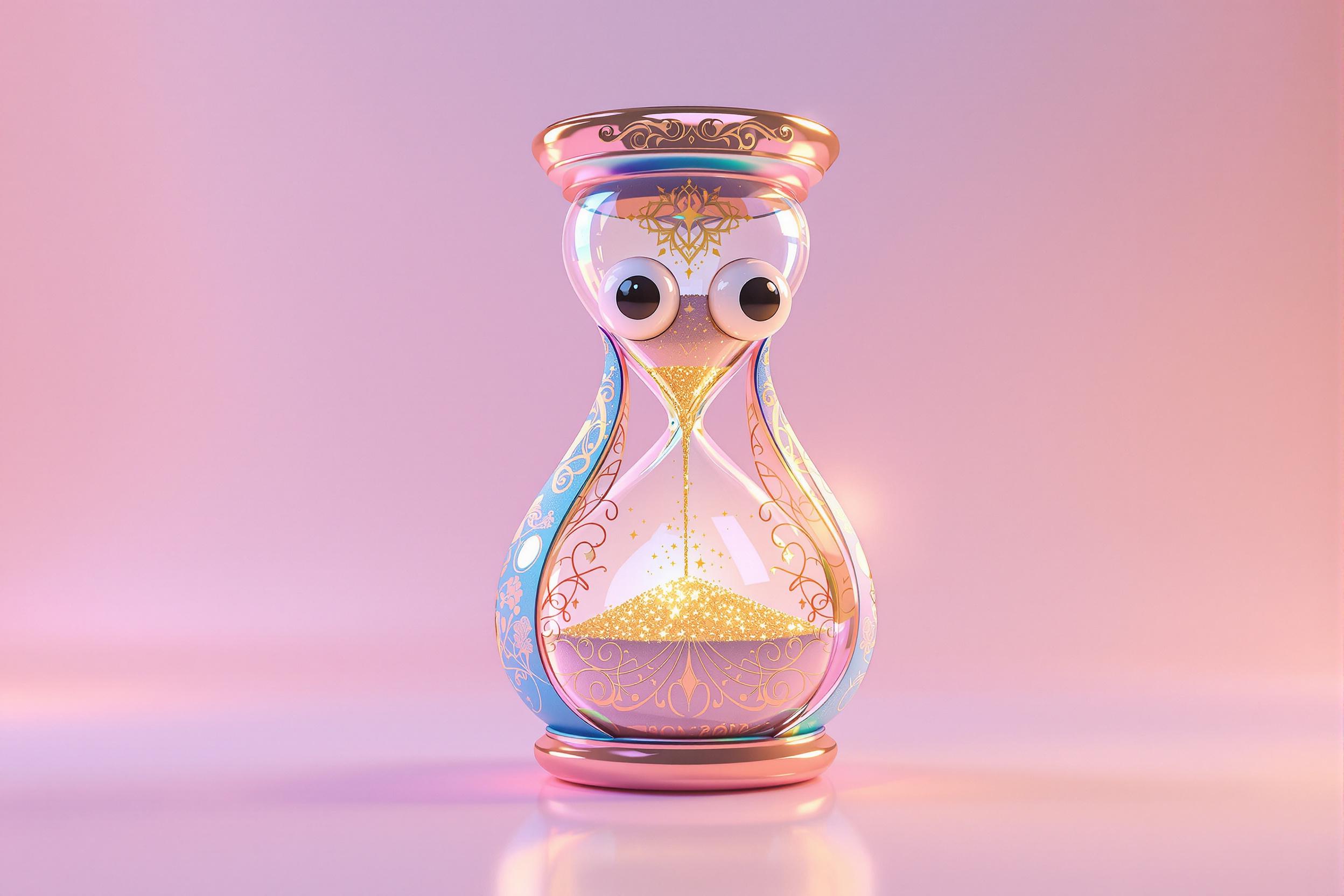 Whimsical Anthropomorphic Teardrop Hourglass