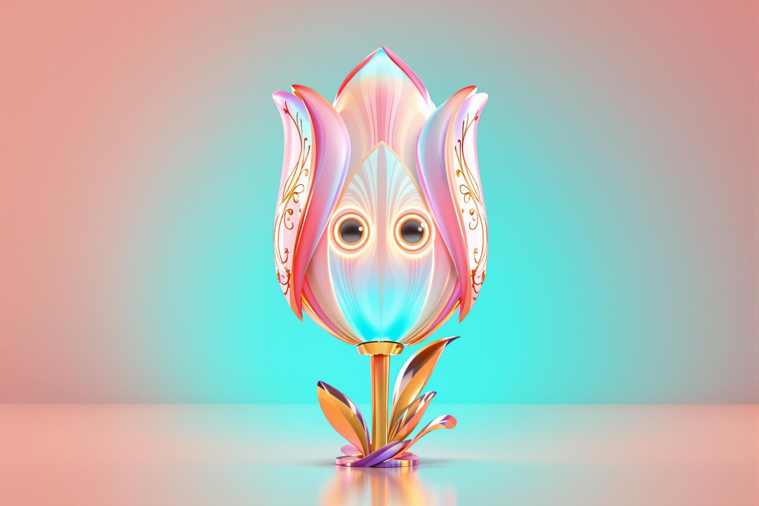 Anthropomorphic Blooming Tulip in Stylized 3D Charm