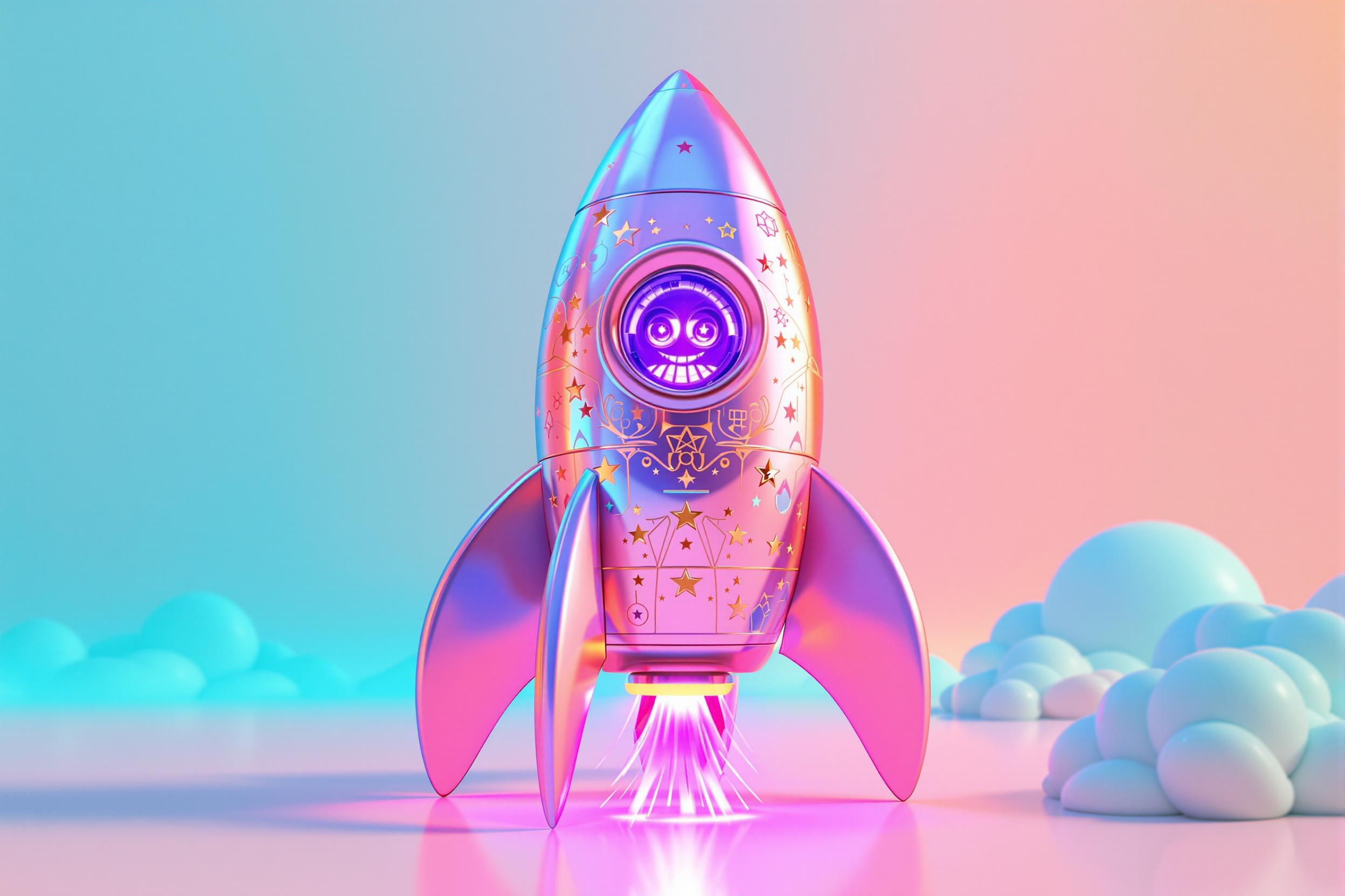 Anthropomorphic Rocket Launching with Dynamic Cosmic Light